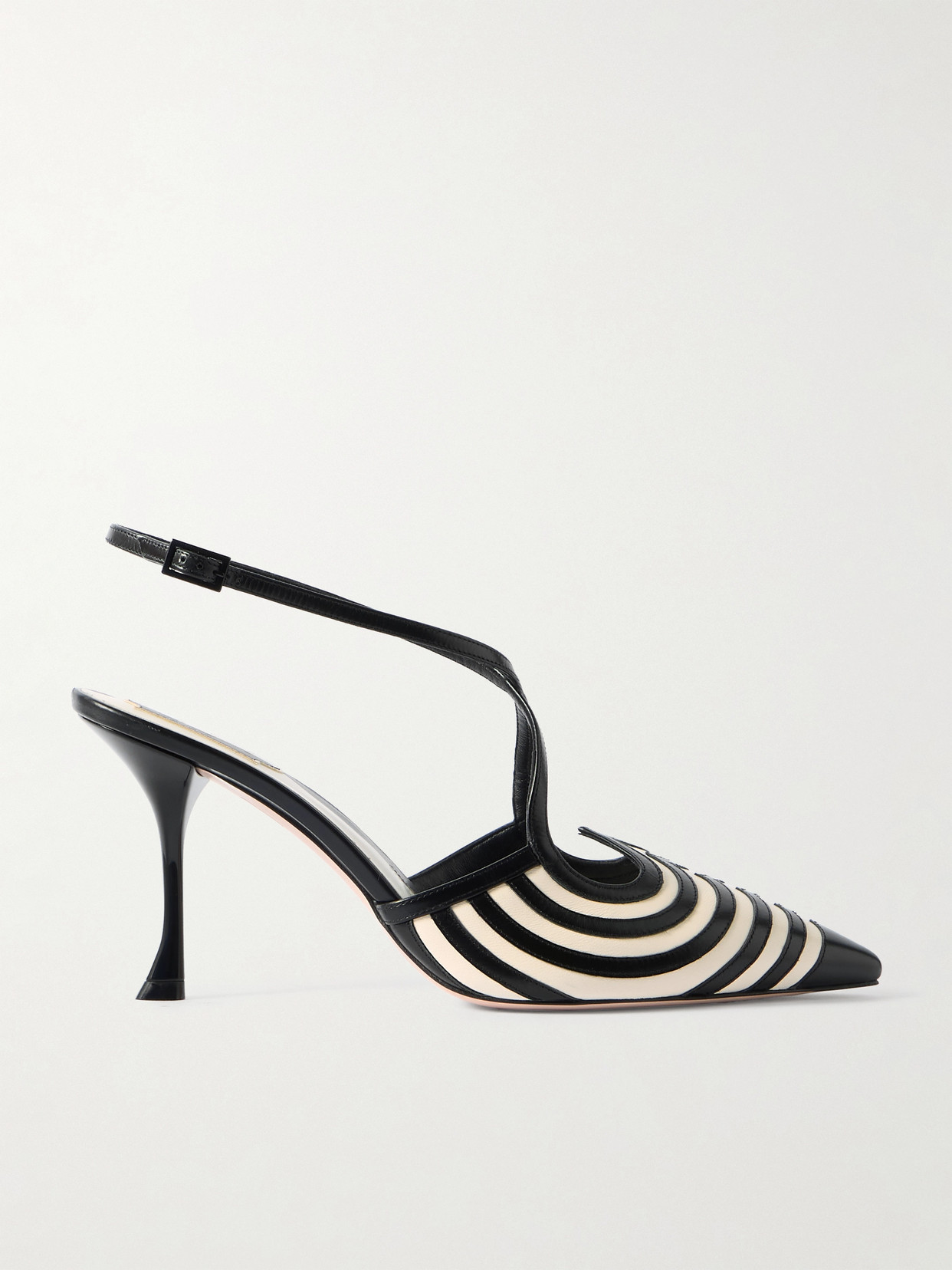 Roger Vivier - I Love Vivier Striped Leather Slingback Pumps - Black
