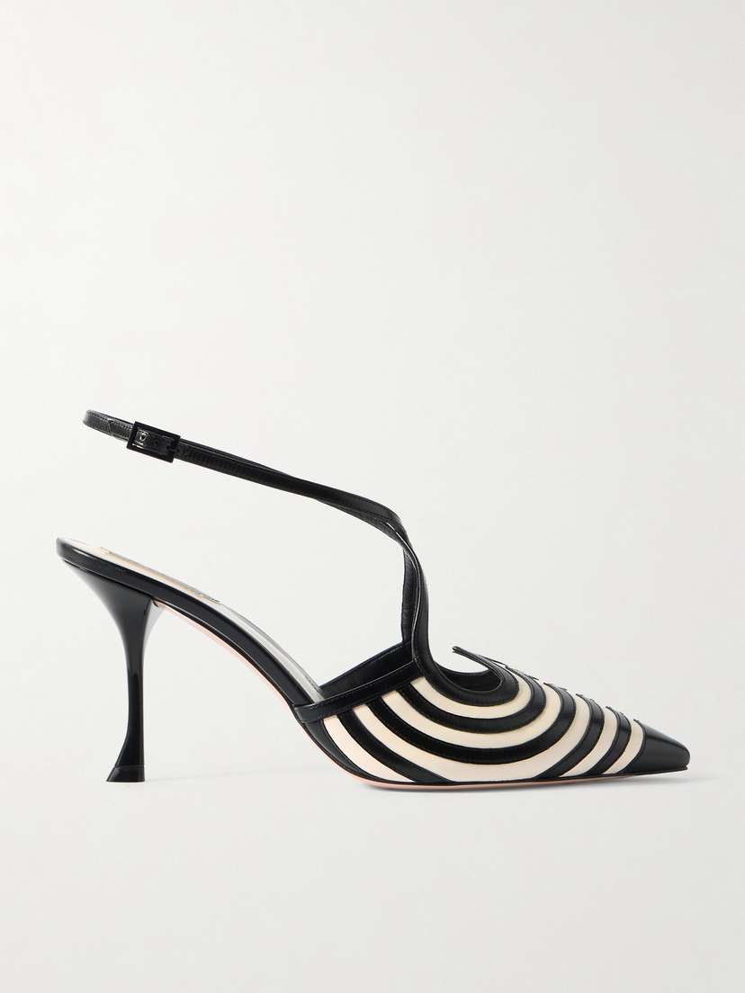 Roger Vivier I Love Vivier 85 Striped Leather Slingback Pumps