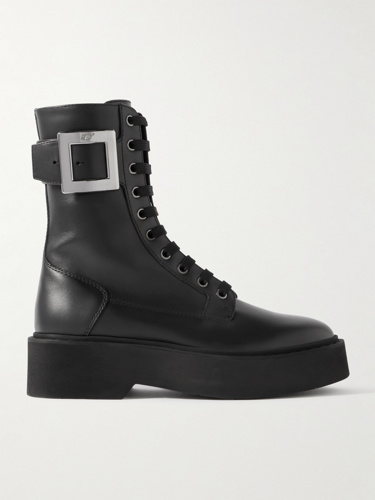 Roger Vivier - Buckle-embellished Leather Ankle Boots - Black