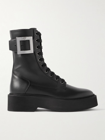 ROGER VIVIER Buckle-embellished leather ankle boots