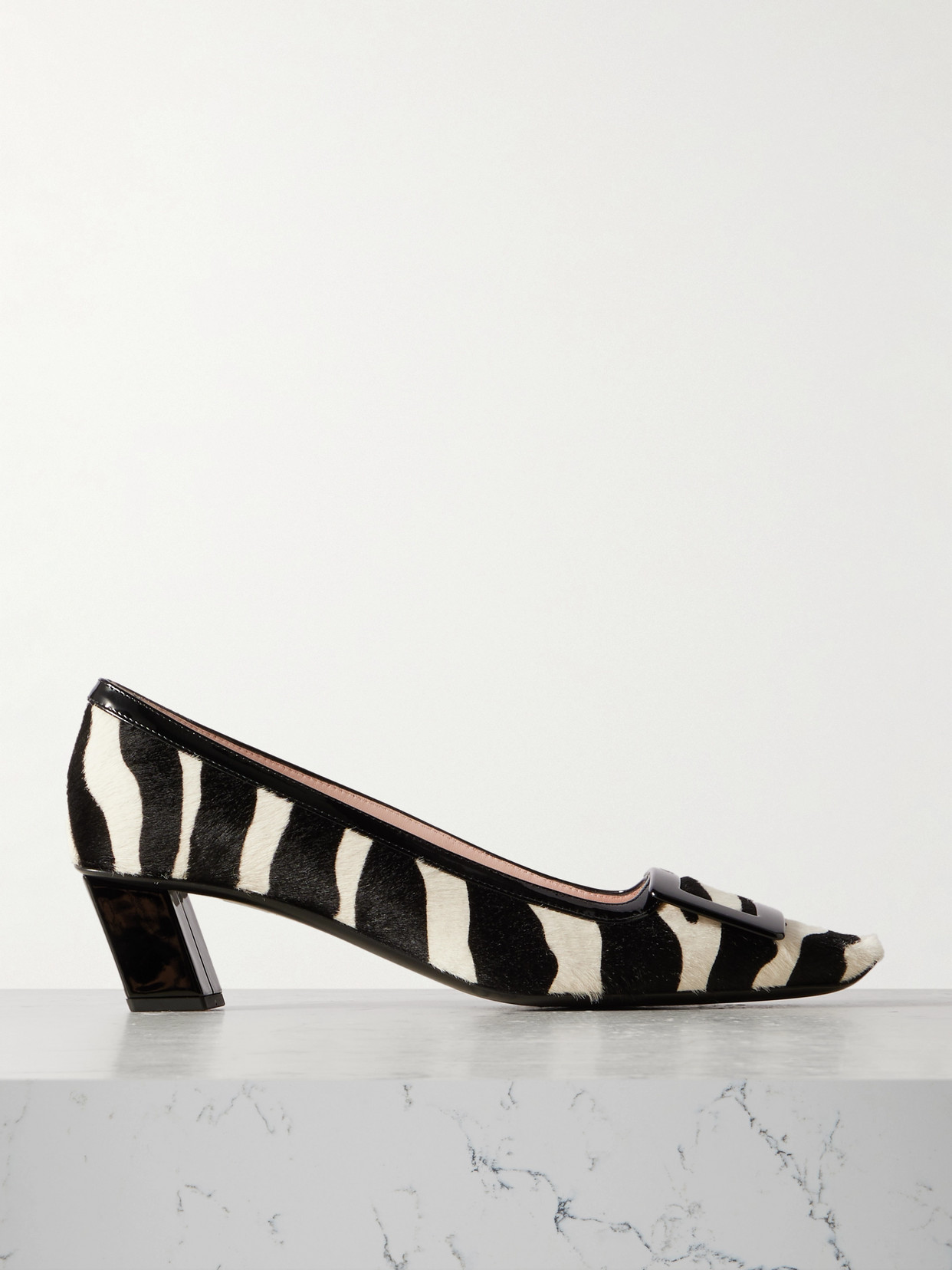 Roger Vivier Belle Vivier Patent Leather-trimmed Pony Hair Pumps In Animal Print