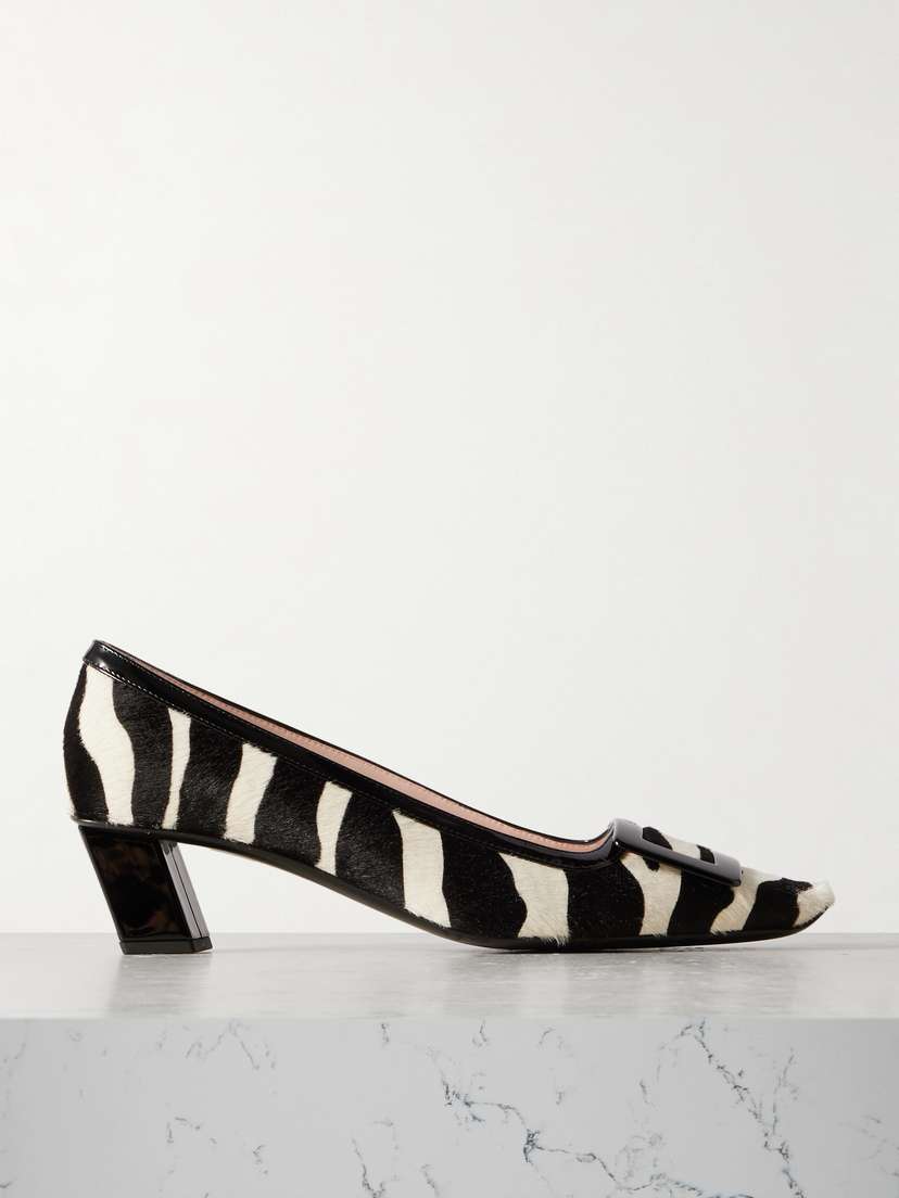 Roger Vivier 45 Buckle-embellished Zebra-print Pony Hair Pumps