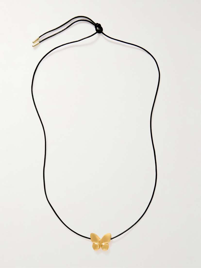 Martha Calvo Butterfly Gold-plated Leather Necklace