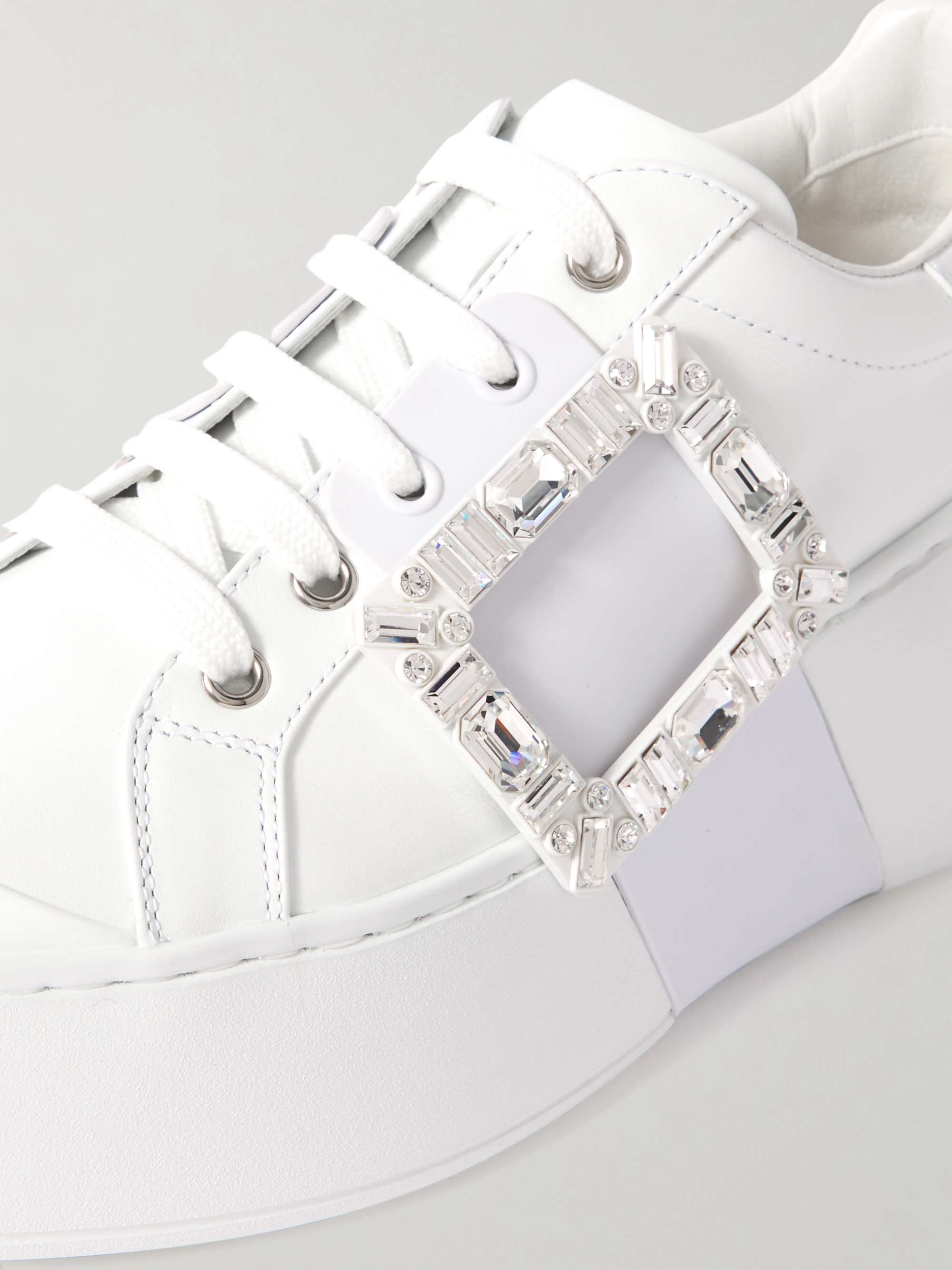 人気メーカー・ブランド ROGER VIVIER Viv Skate High crystal-embellished rubber 靴