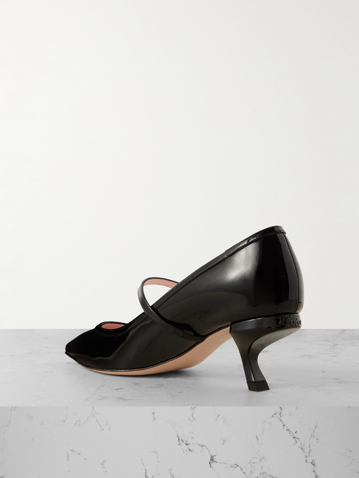Roger Vivier Virgule 55 Crystal-embellished Patent-leather Mary Jane Pumps In Black