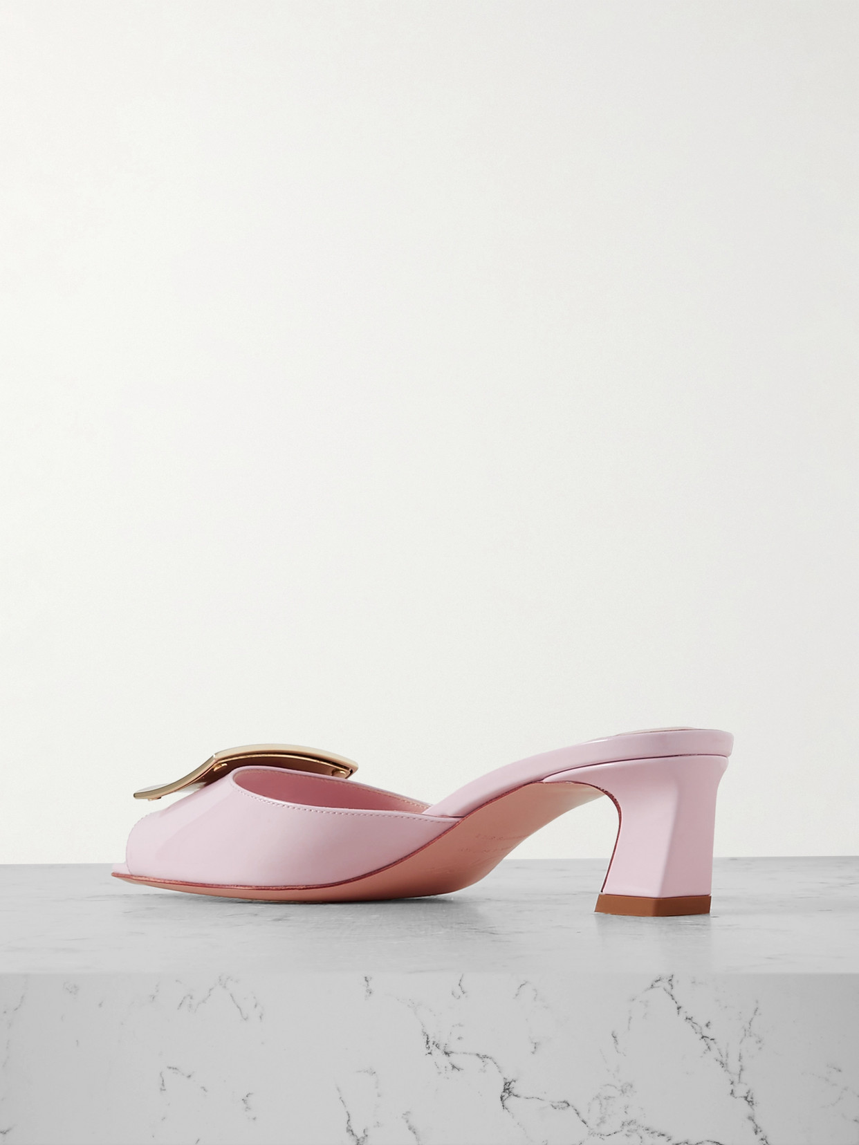 ROGER VIVIER TROMPETTE 45 EMBELLISHED PATENT-LEATHER MULES