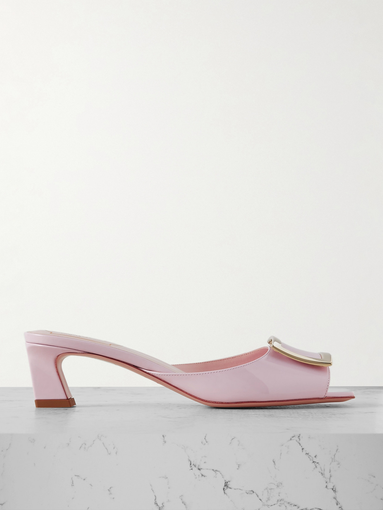 Roger Vivier 45mm Trompette Patent Leather Mules In 粉色