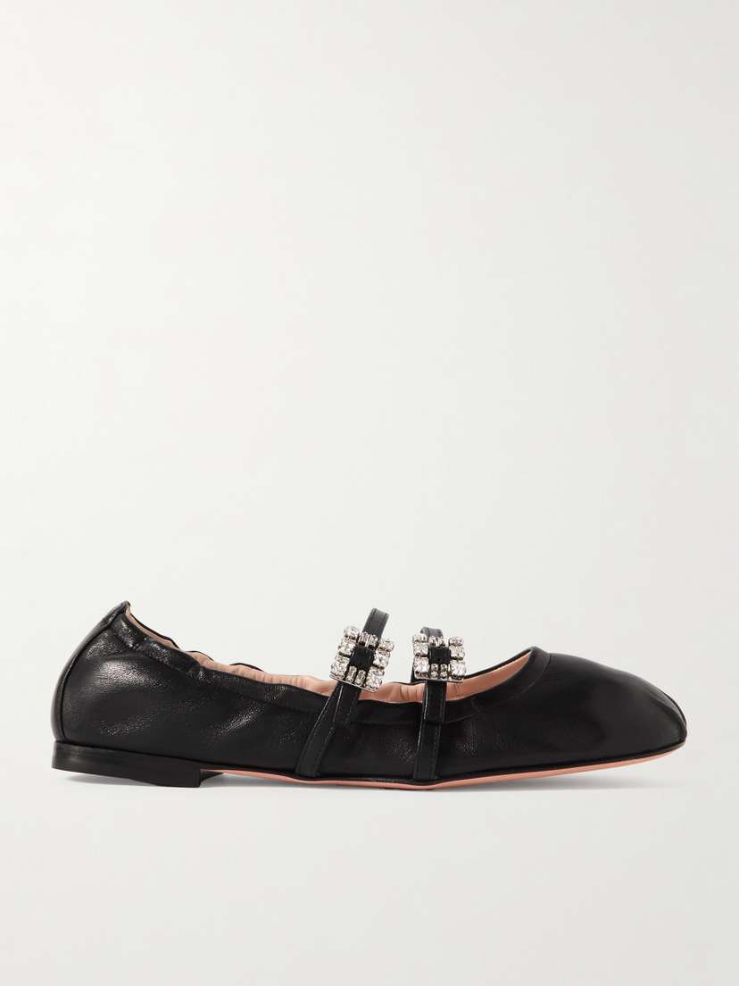 Roger Vivier Crystal-embellished Leather Ballet Flats