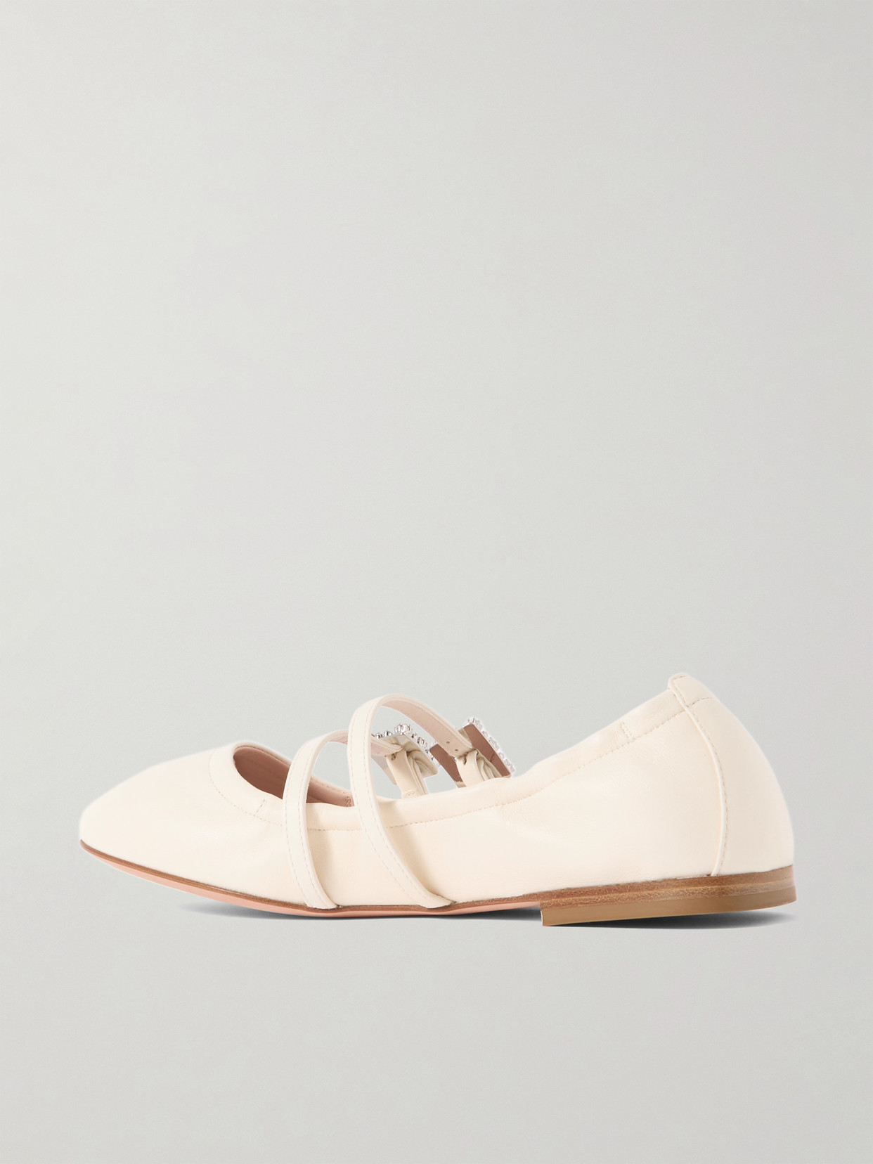Roger Vivier "nappa Ballet Flats With Strass Buck In Off-white