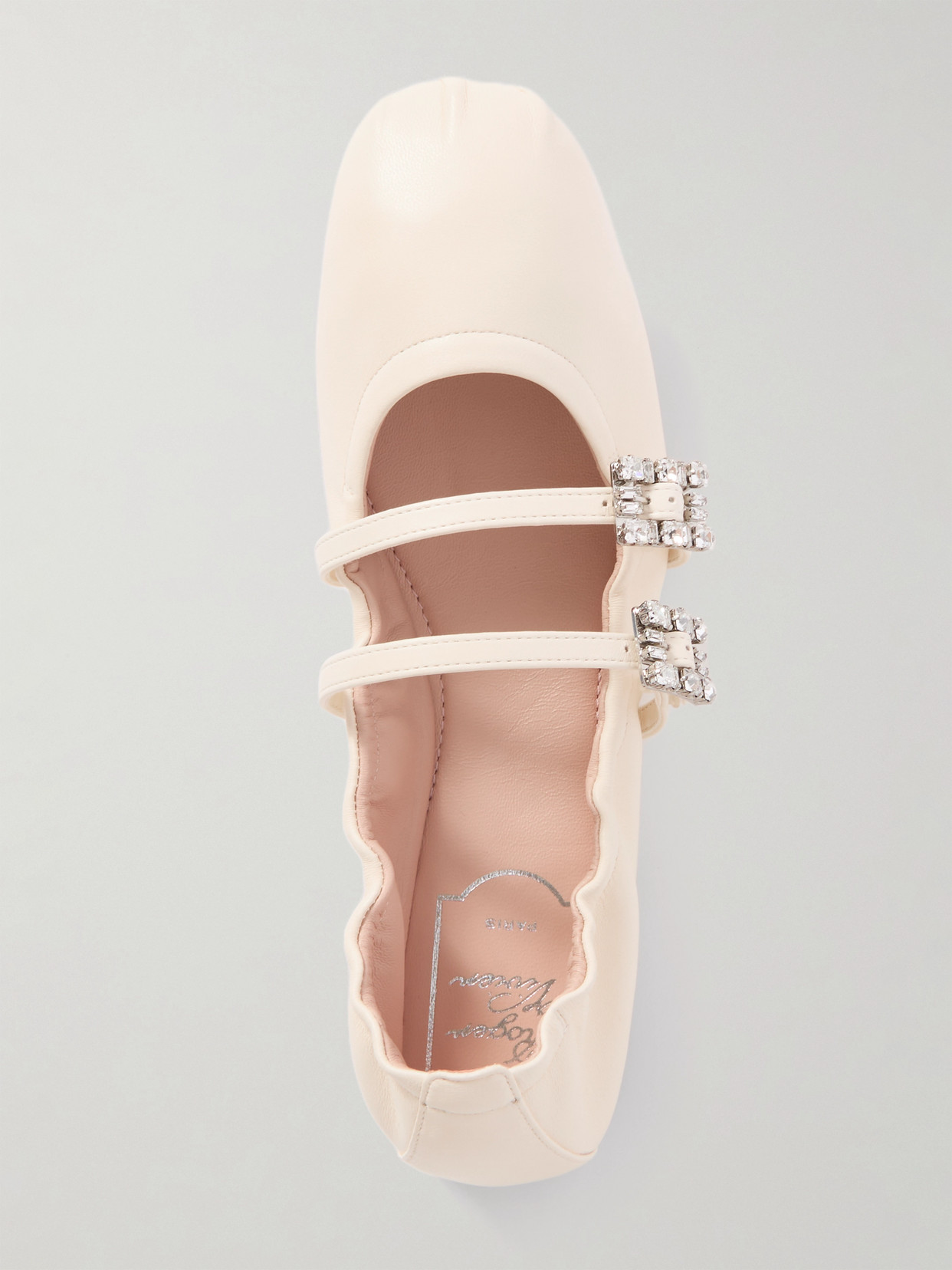 Roger Vivier "nappa Ballet Flats With Strass Buck In Off-white