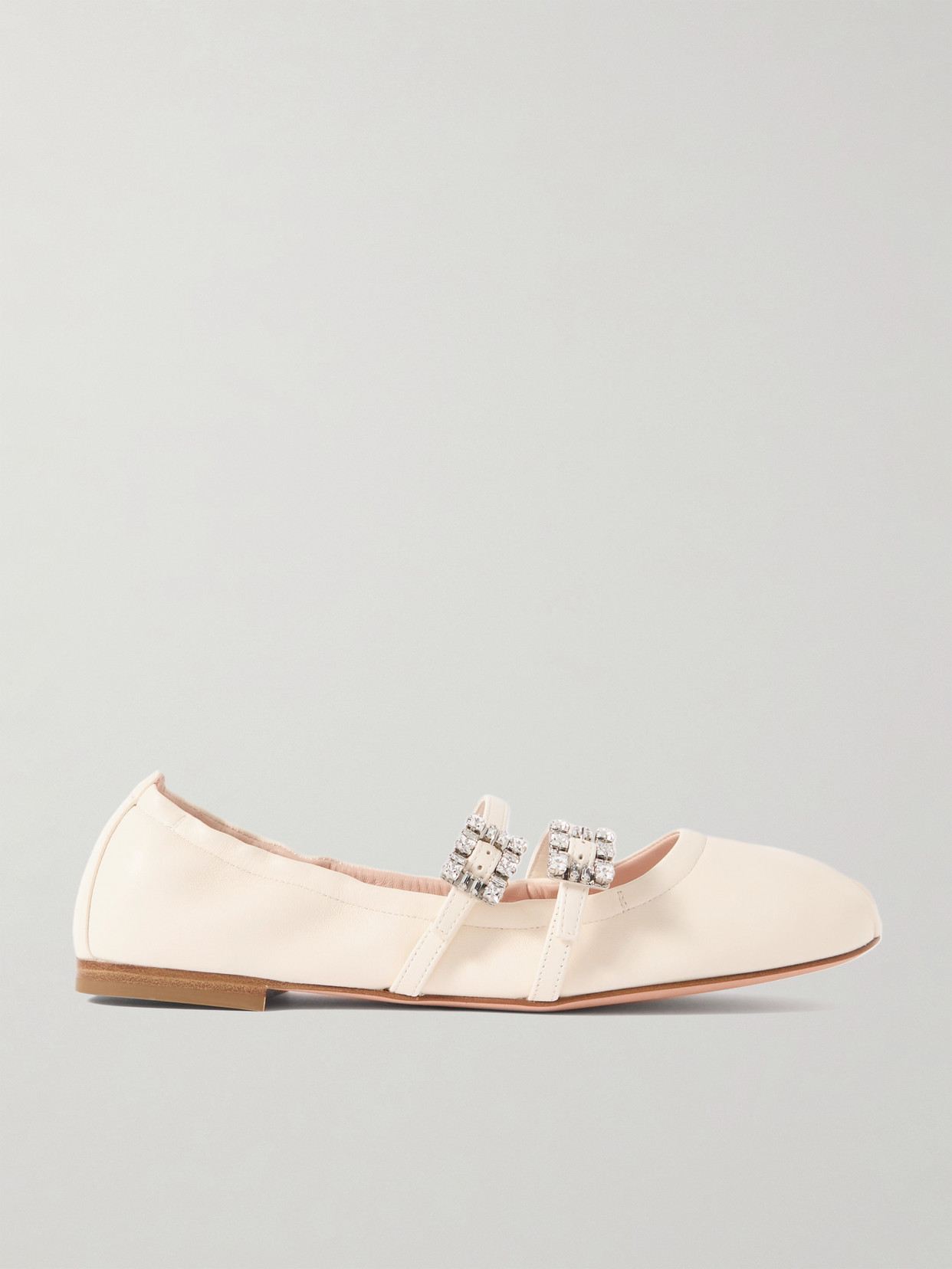 Roger Vivier "nappa Ballet Flats With Strass Buck In Off-white