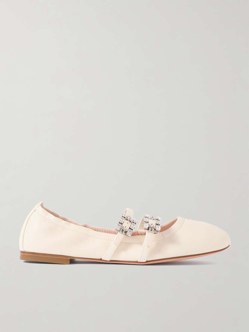 Roger Vivier Crystal-embellished Leather Ballet Flats