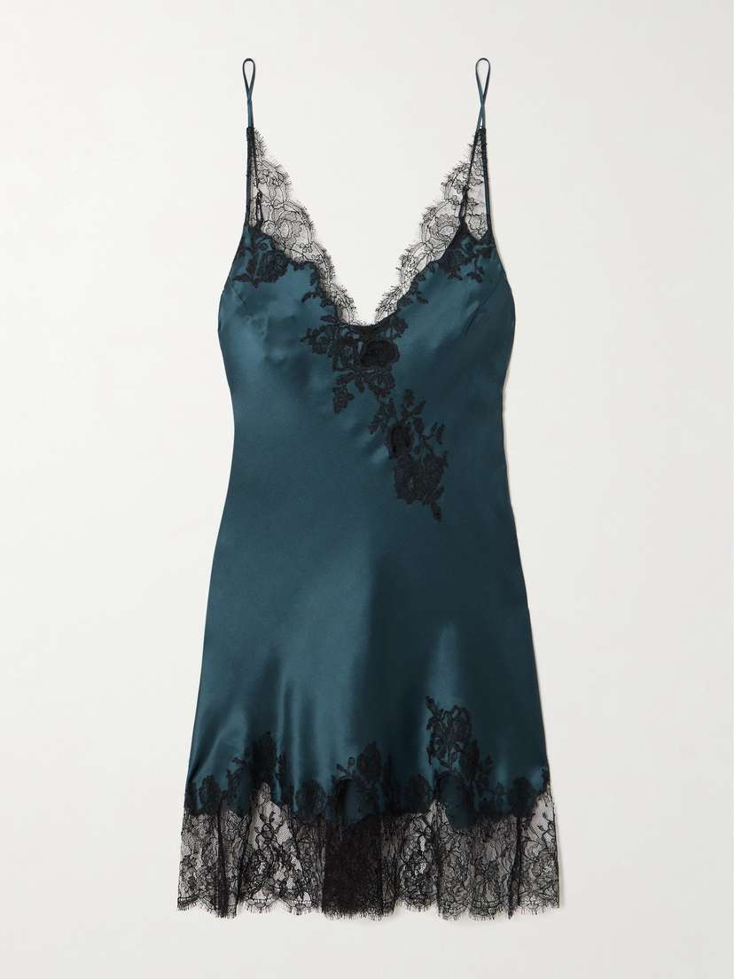 Carine Gilson Lace-trimmed Silk-satin Chemise - x large