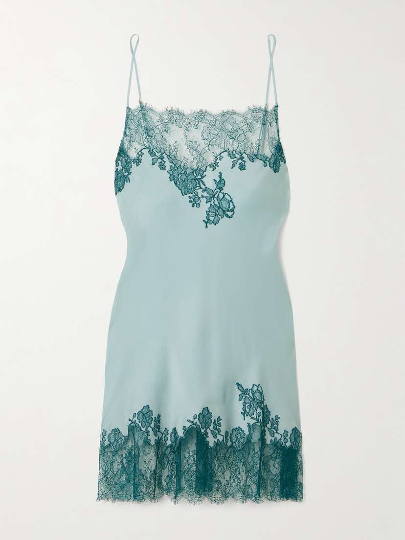 Carine Gilson Lace-trimmed Silk-satin Chemise - x large