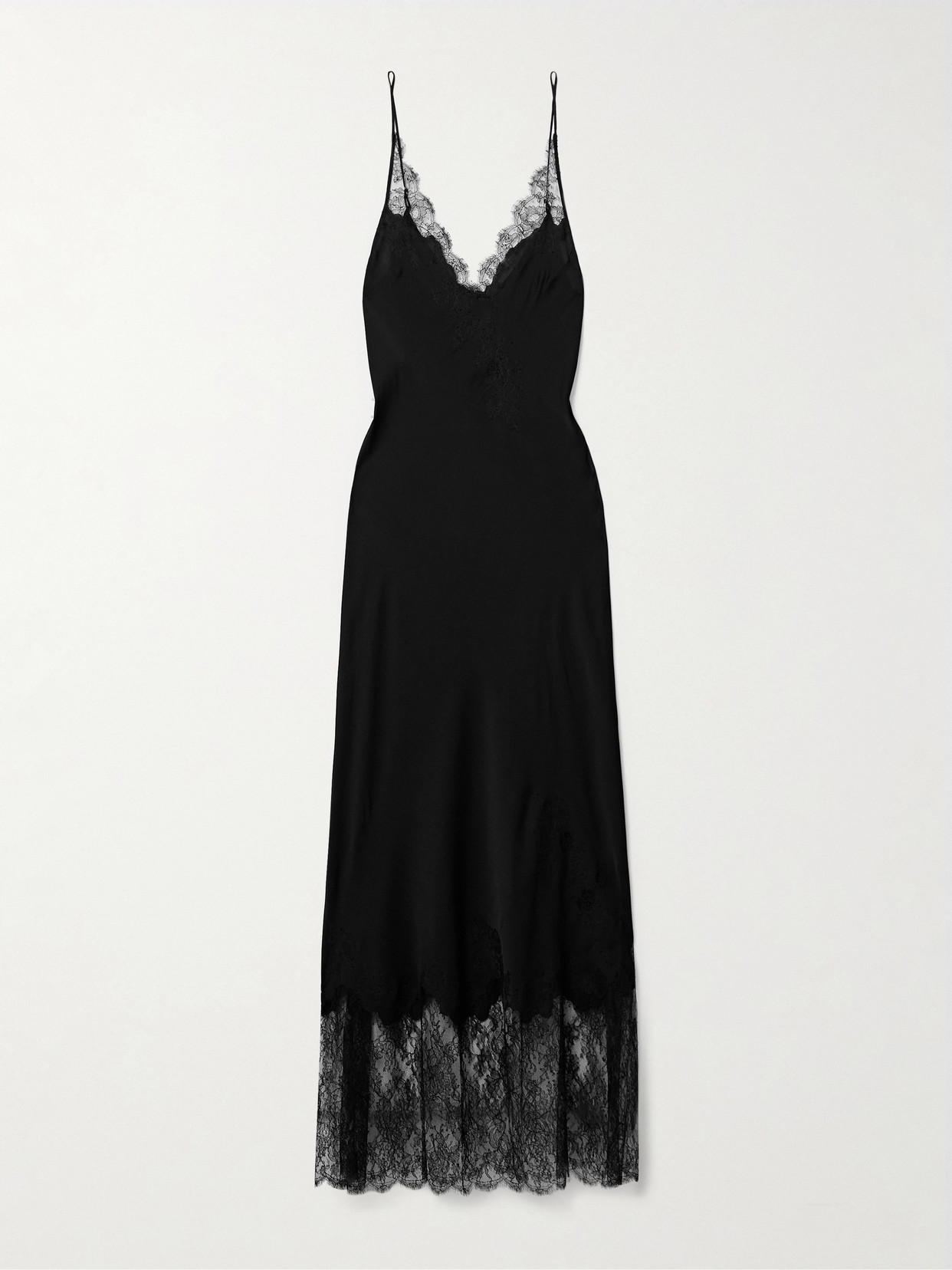 Carine Gilson - Lace-trimmed Silk-satin Nightgown - Black