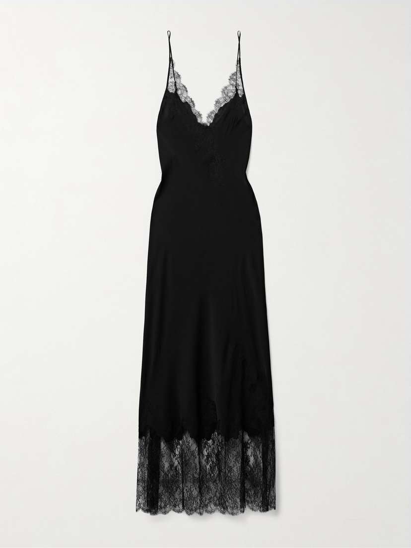 Carine Gilson Lace-trimmed Silk-satin Nightdress