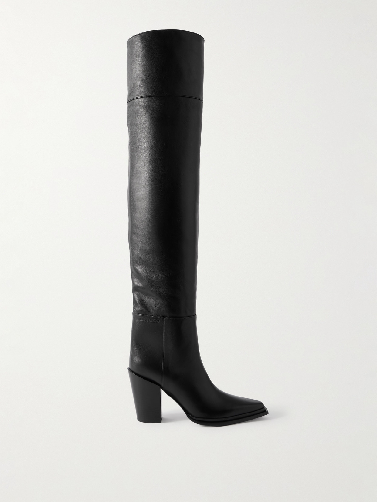 Jimmy Choo Cece 80 Leather Over-the-knee Boots In Black