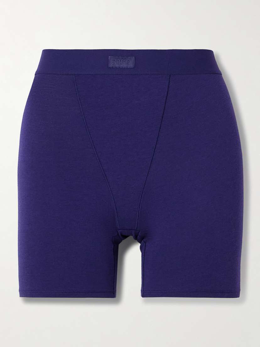 Skims Boyfriend Stretch-modal And Cotton-blend Jersey Boxer Shorts - Concord