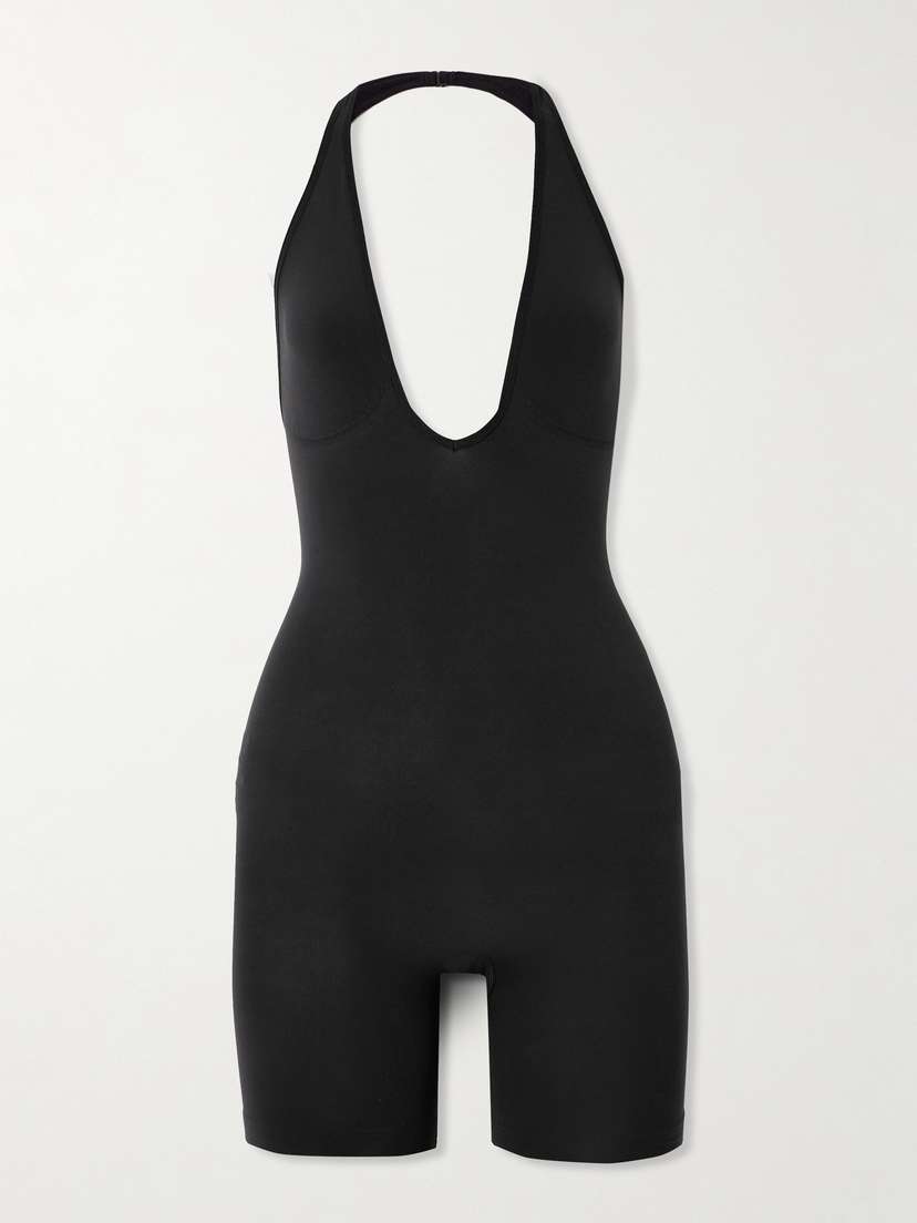 Skims Seamless Sculpt Plunge id Thigh Bodysuit - Onyx