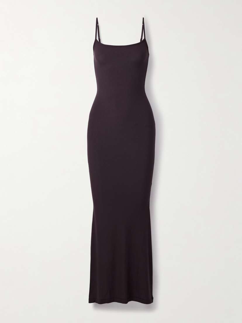 Skims oft Lounge Ribbed Long tretch-modal lip Dress - Phoenix