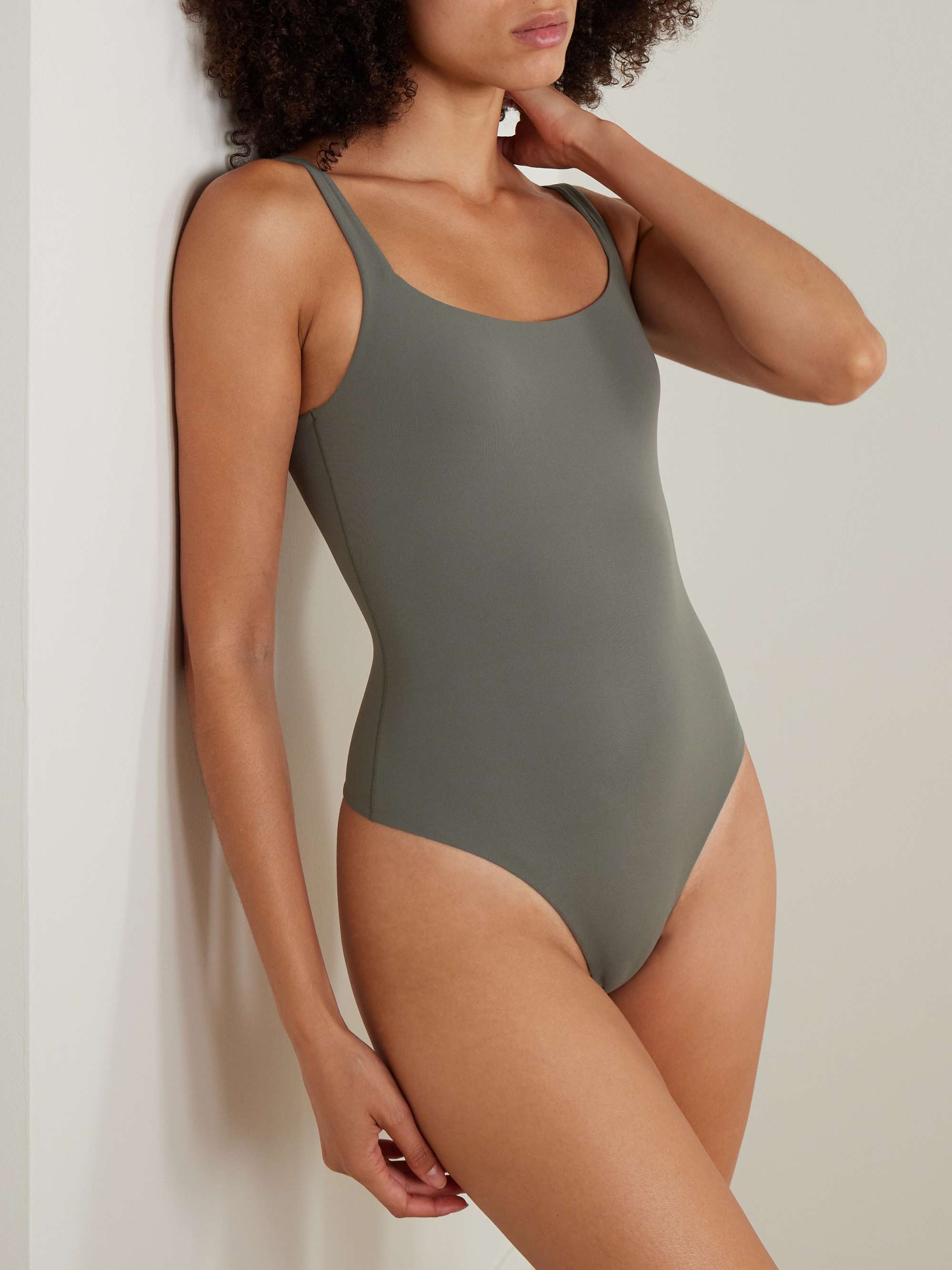 SKIMS Fits Everybody thong bodysuit Gunmetal NET A PORTER
