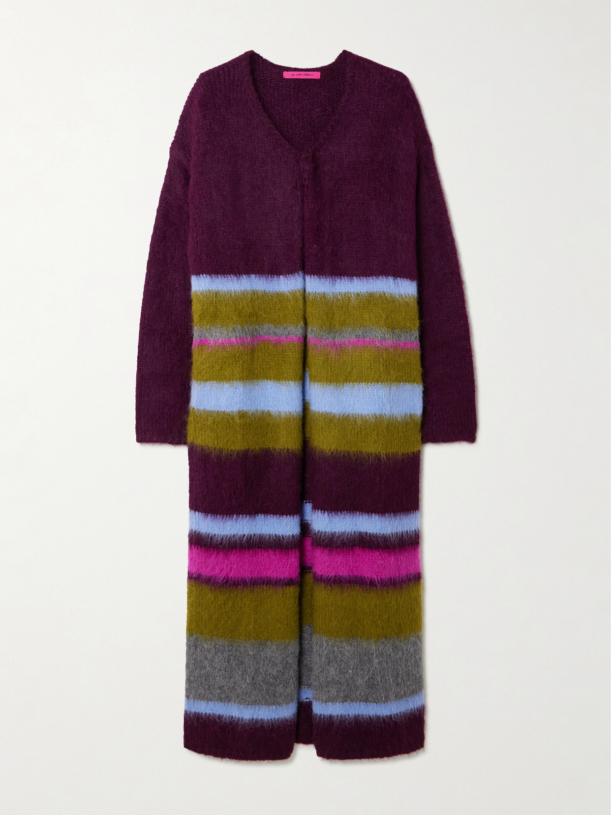 The Elder Statesman - Thistle Striped Alpaca-blend Cardigan - Purple