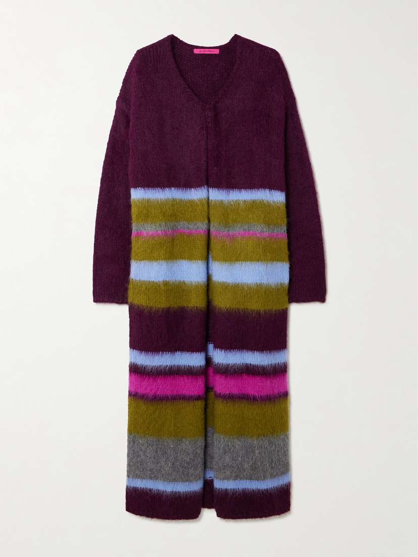 The Elder Statesman Thistle Striped Alpaca-blend Cardigan