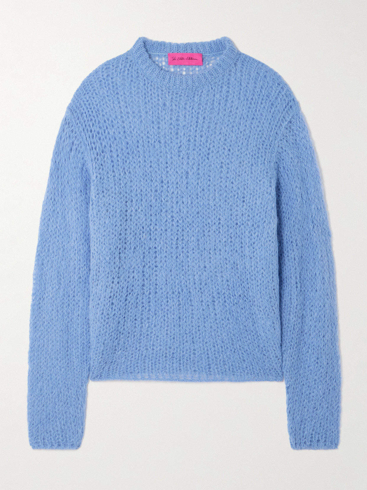 The Elder Statesman Thistle Brushed Alpaca-blend Sweater In Blue