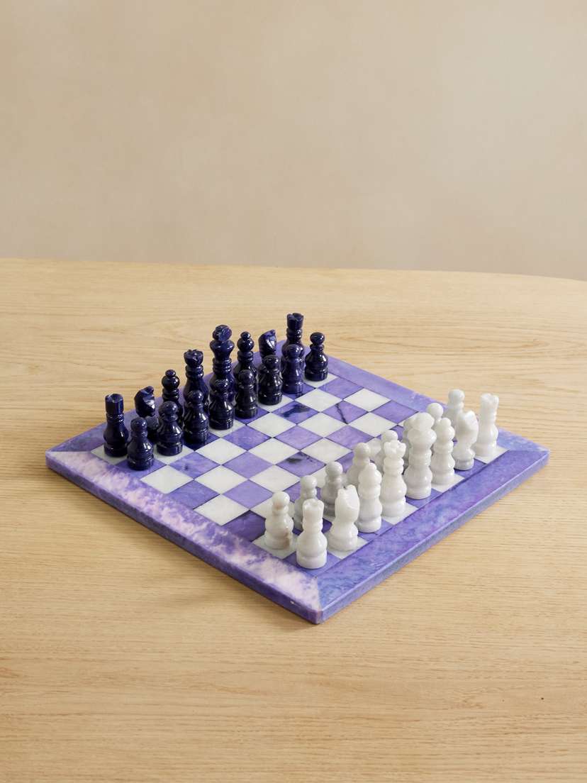 JIA JIA Lapis Lazuli, Marble And Velvet Chess Set