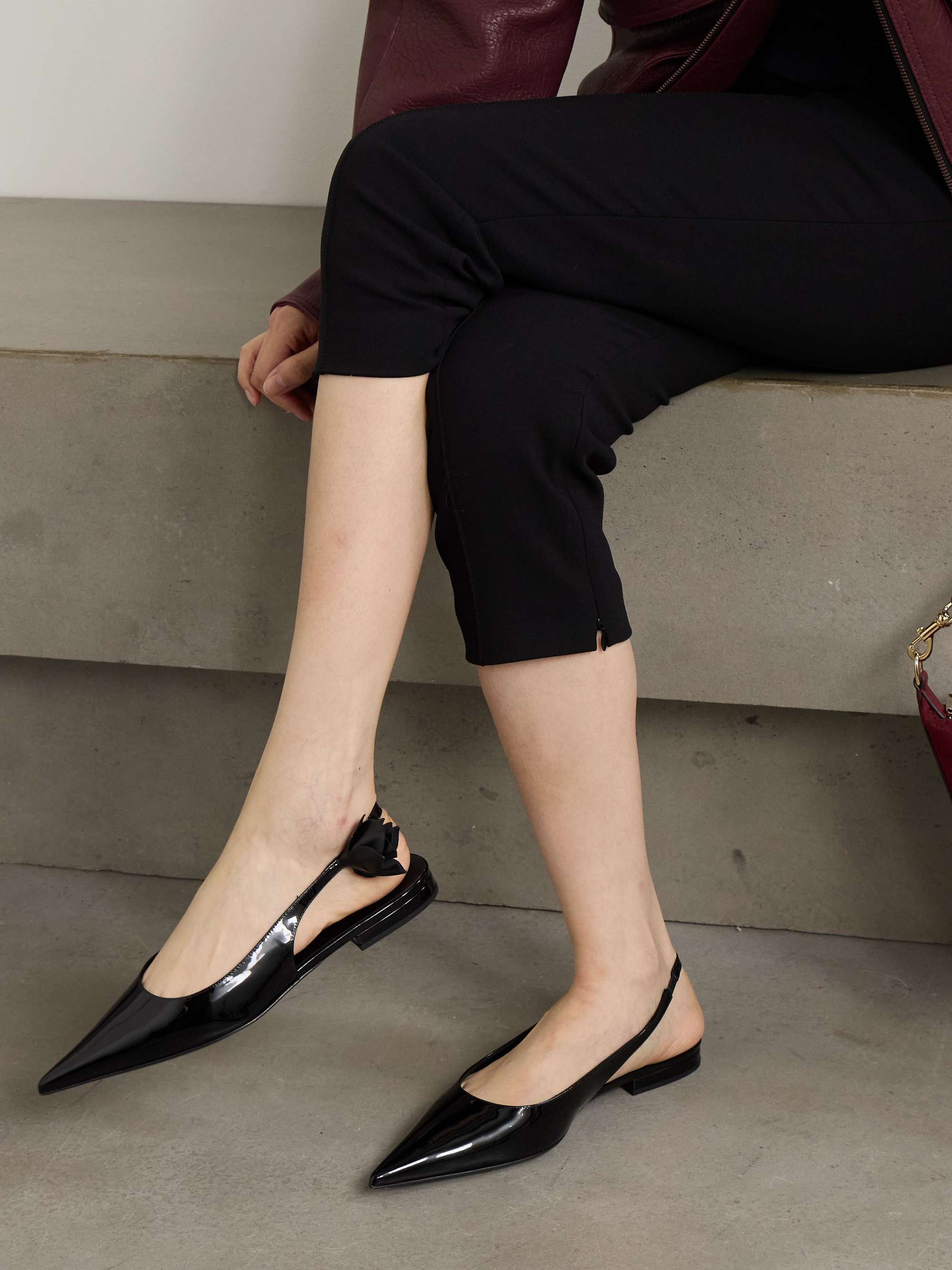 MAGDA BUTRYM Floral embellished patent leather slingback flats NET A PORTER
