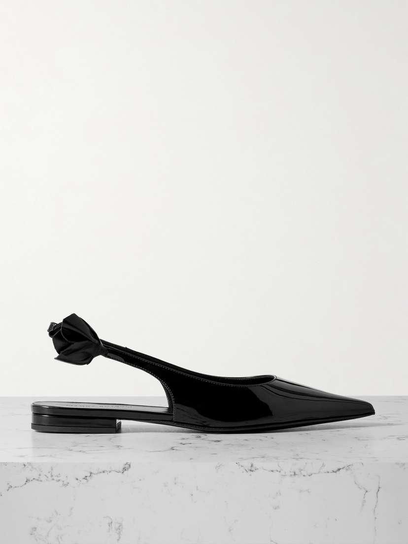 Magda Butrym Floral-embellished Patent-leather Slingback Flats