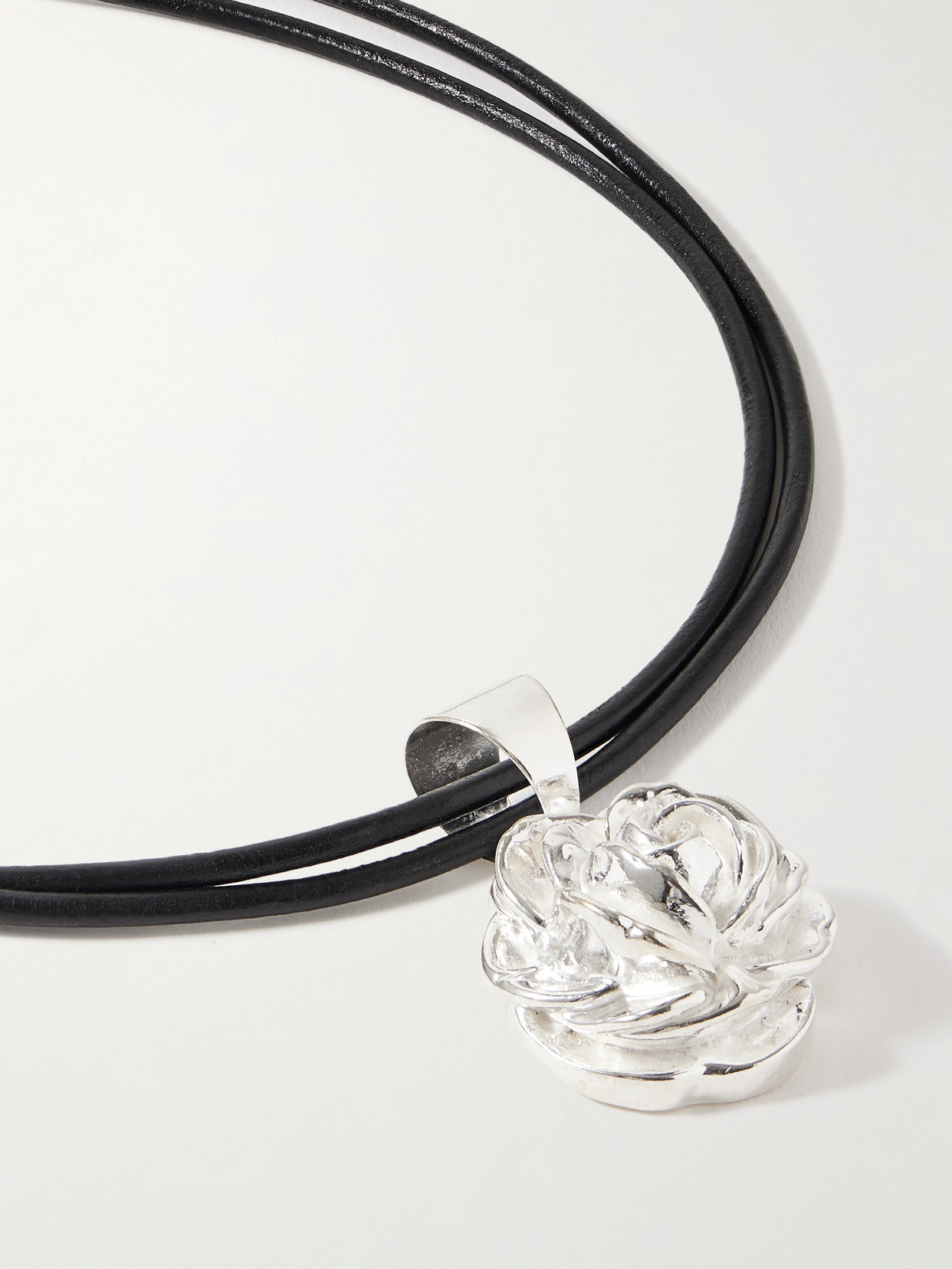 Shop Magda Butrym Leather And Silver-plated Necklace