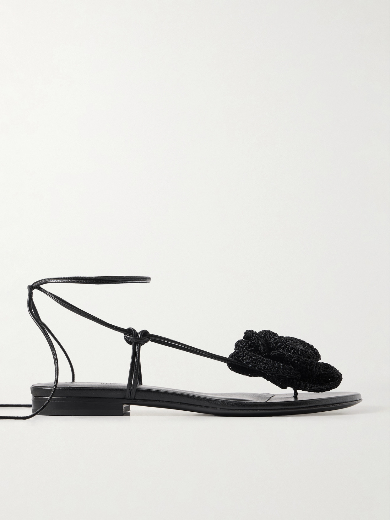 Magda Butrym Crocheted Cotton-blend And Leather Sandals In Black