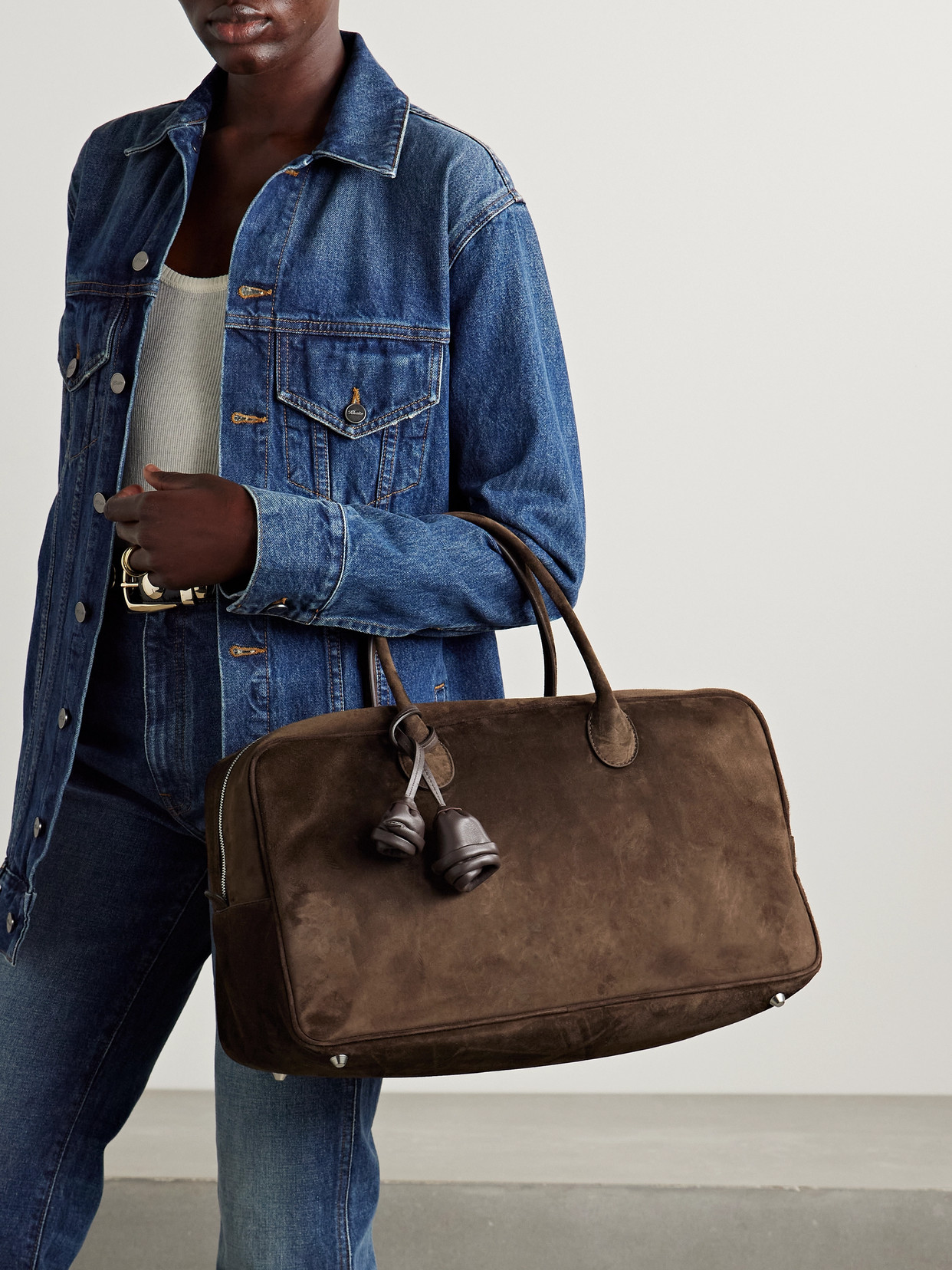 Magda Butrym Brigitte Large Leather-trimmed Suede Tote In Brown