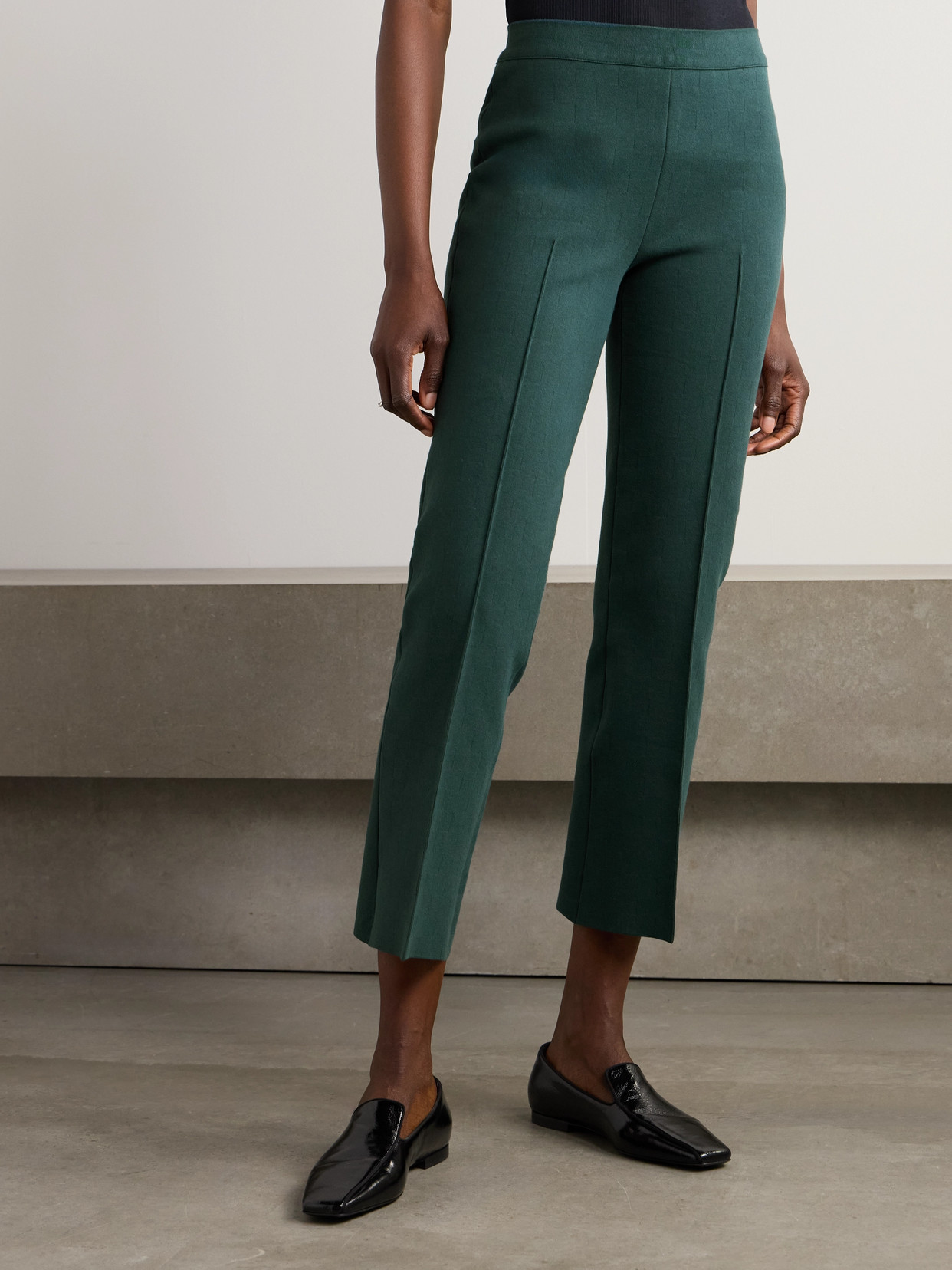 High Sport Cropped Cotton-blend Slim-leg Pants In Blue