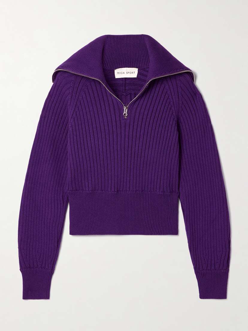 HIGH SPORT Chester Ribbed Cotton-blend Half-zip Sweater