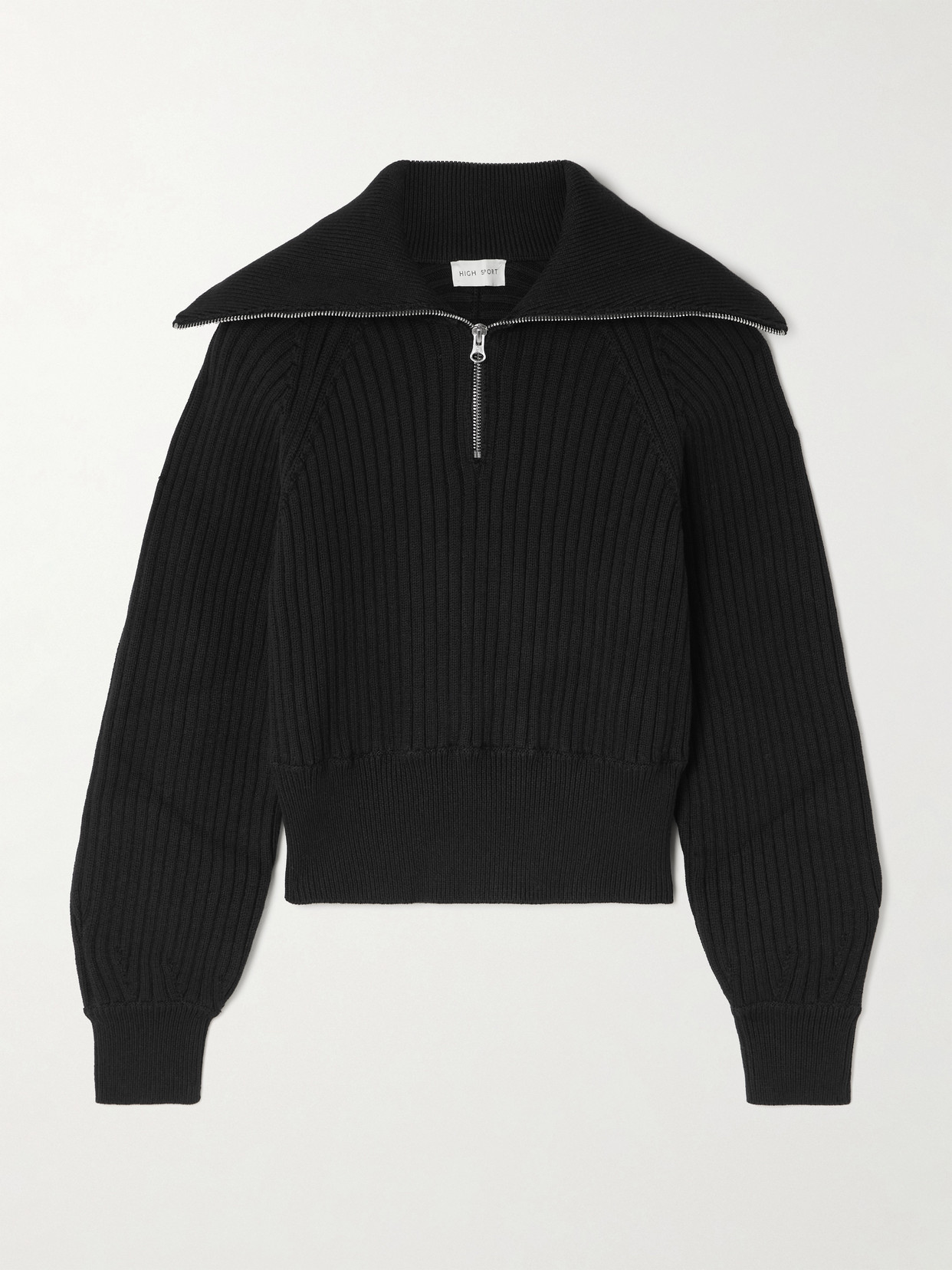 High Sport Chester Ribbed Cotton-blend Half-zip Jumper In Black