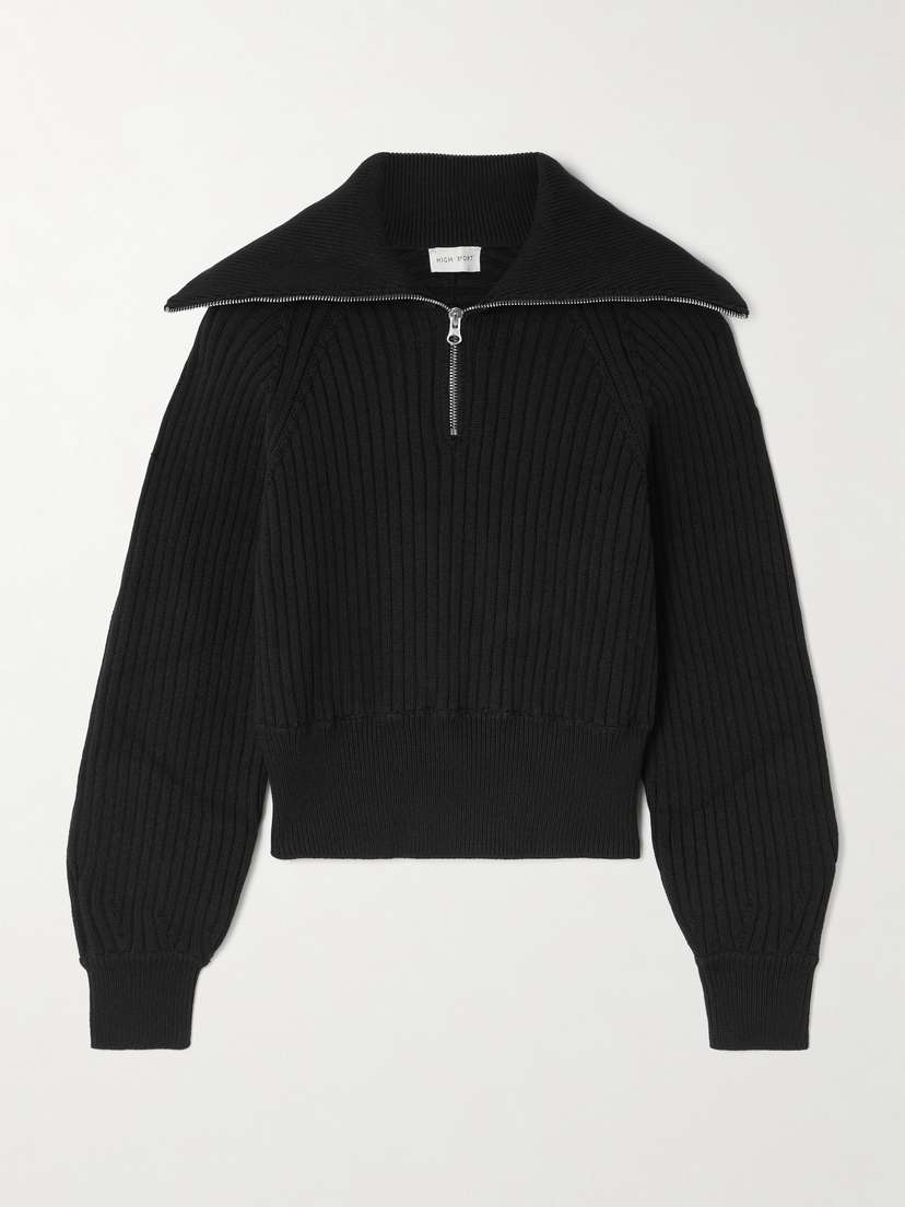 HIGH SPORT Chester Ribbed Cotton-blend Half-zip Sweater