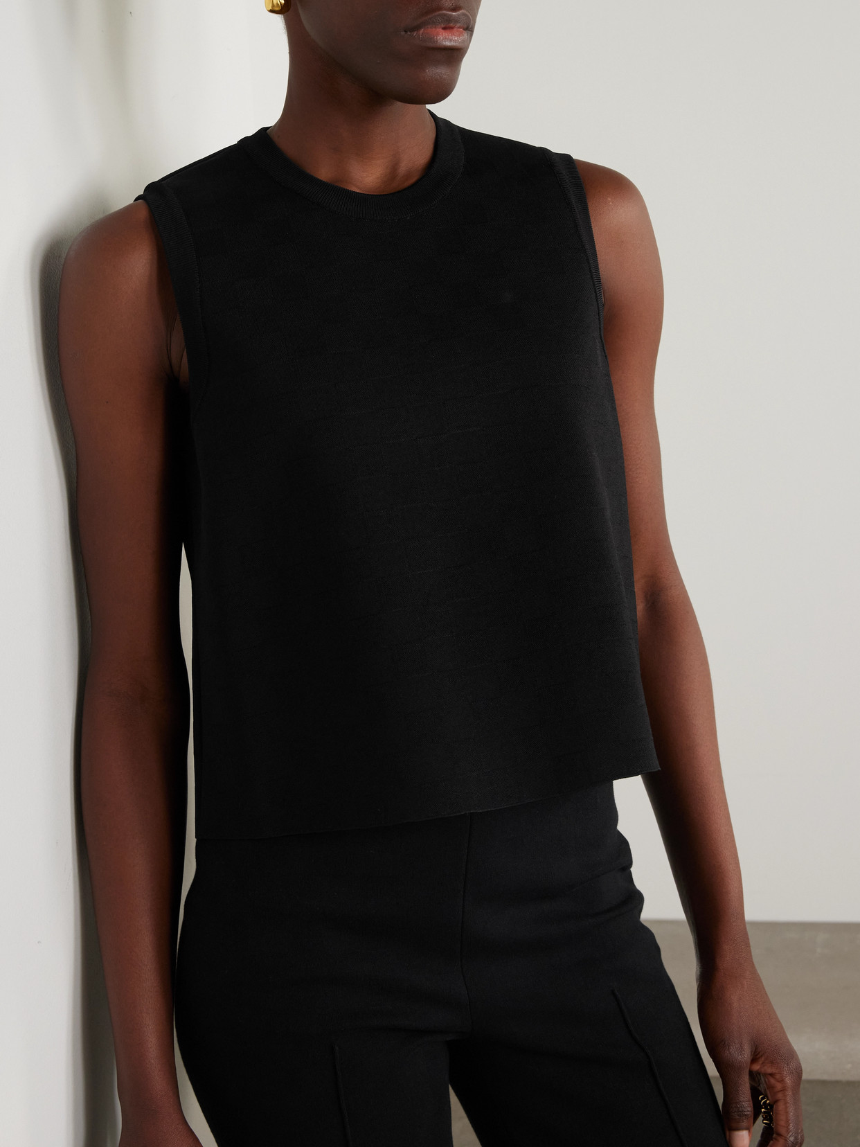 High Sport Jacquard Tank In Black