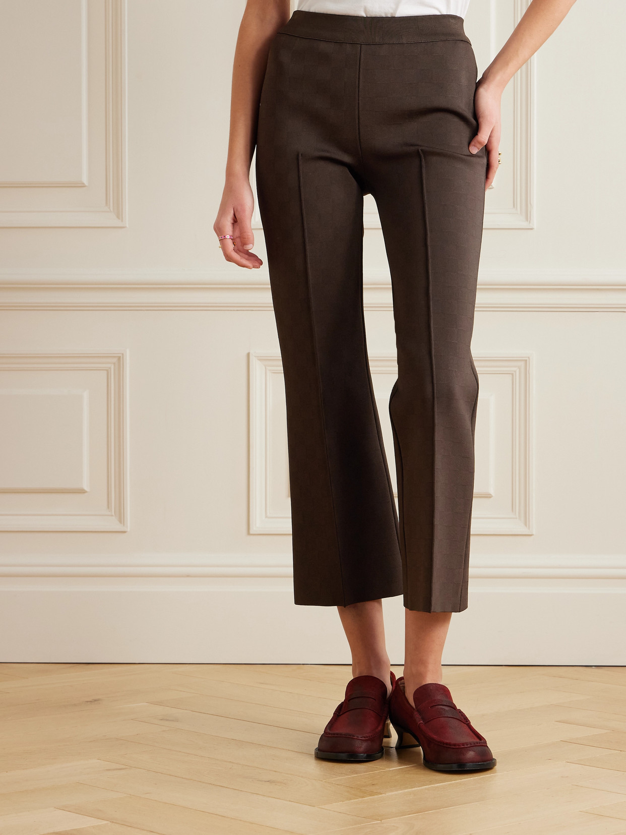 High Sport Jacquard-knit Flared Pants In Brown
