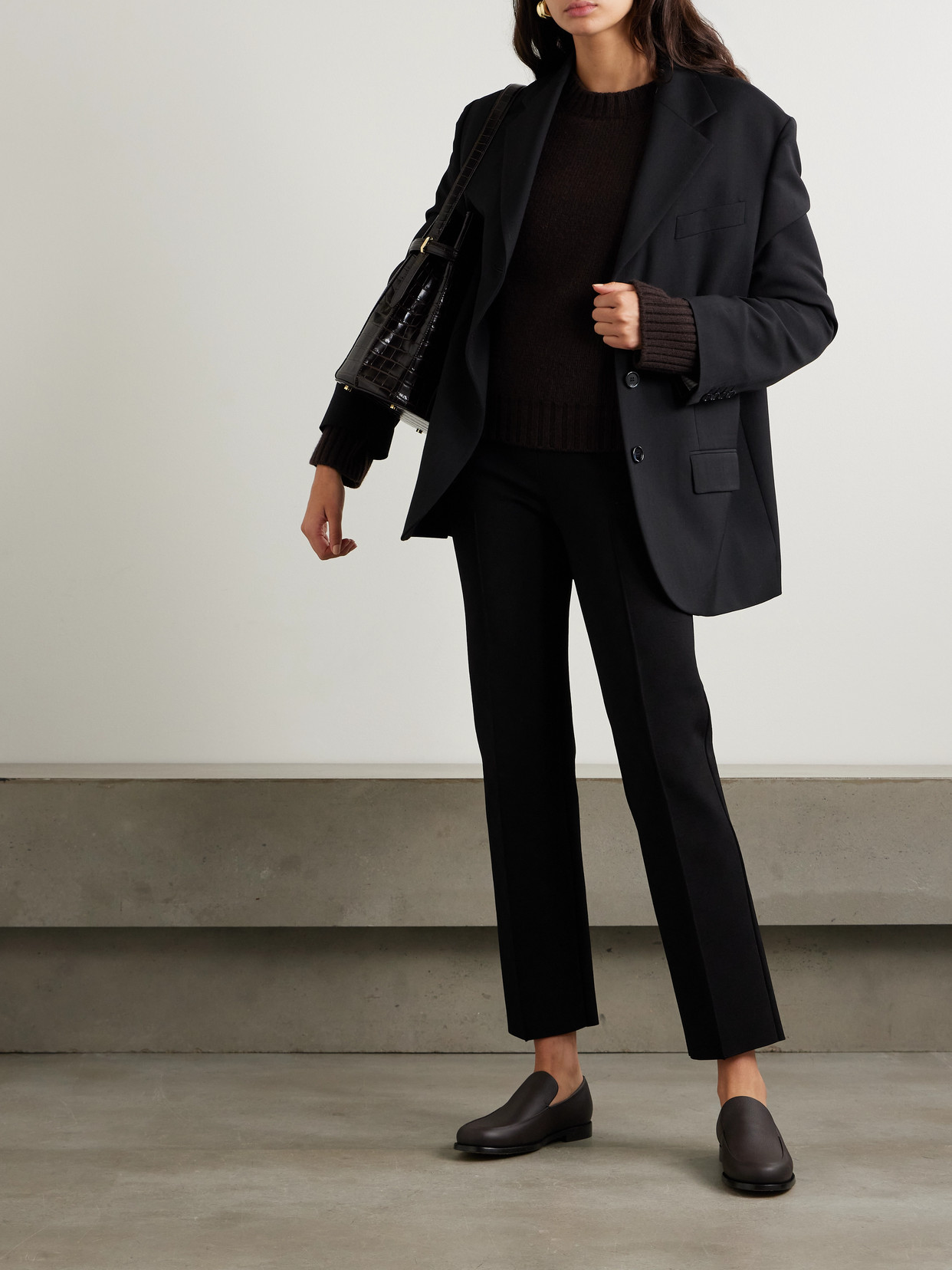 High Sport Nsfw Jules Checked Jacquard-knit Slim-leg Pants In Black