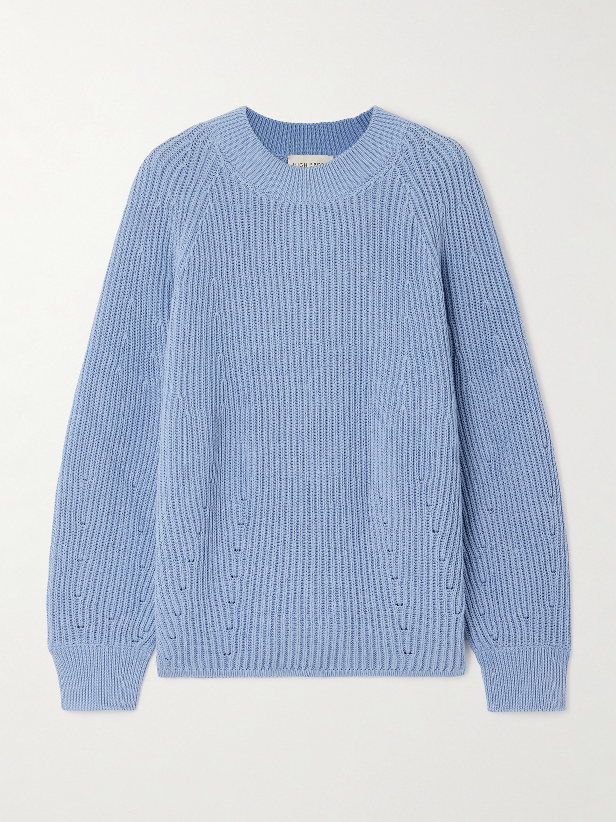 HIGH SPORT - Greta Ribbed Cotton Sweater - Blue