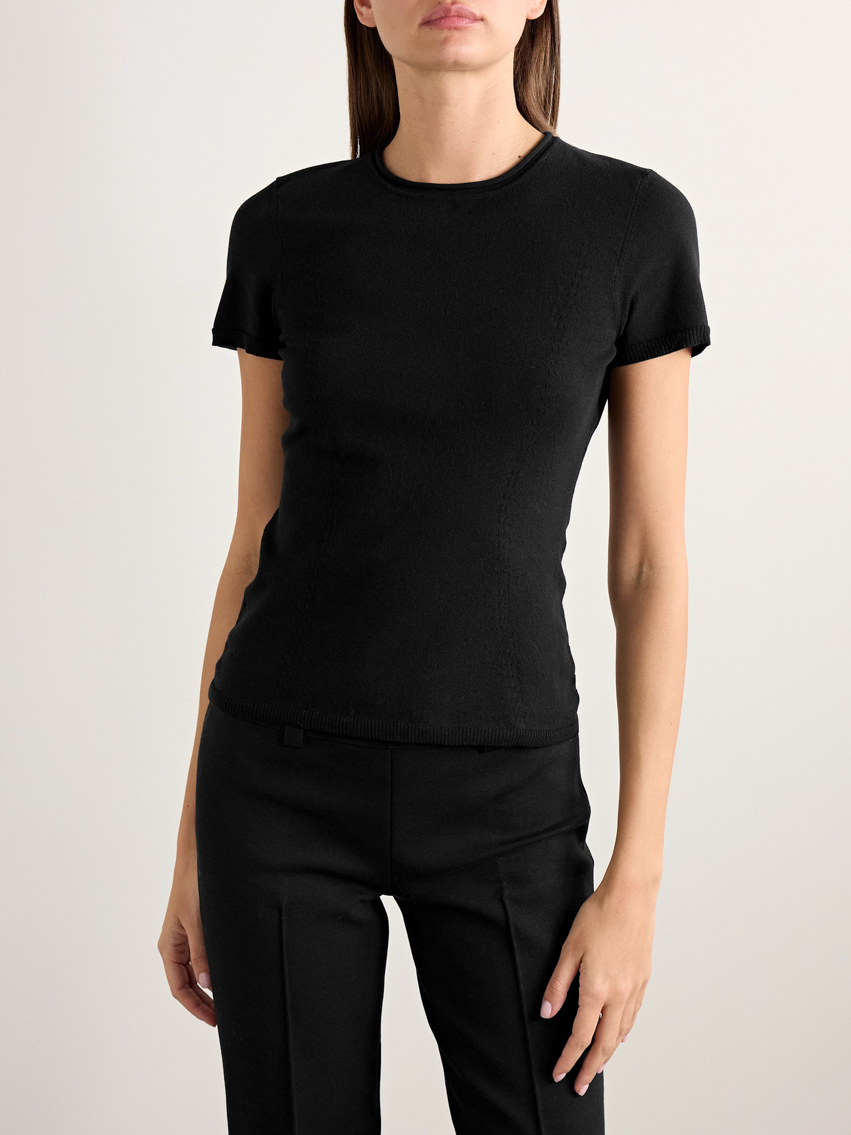High Sport Nat Cotton-blend Jacquard-knit Top In Black