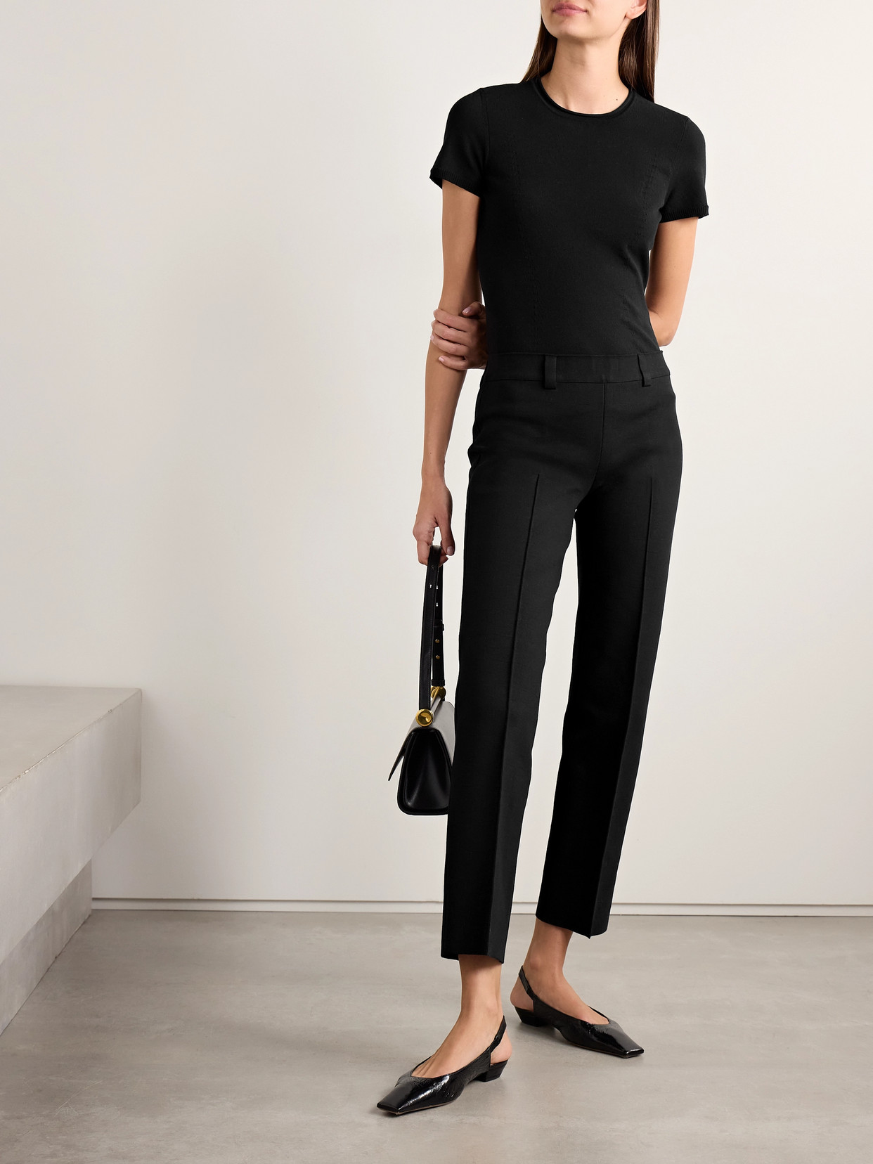 High Sport Nat Cotton-blend Jacquard-knit Top In Black