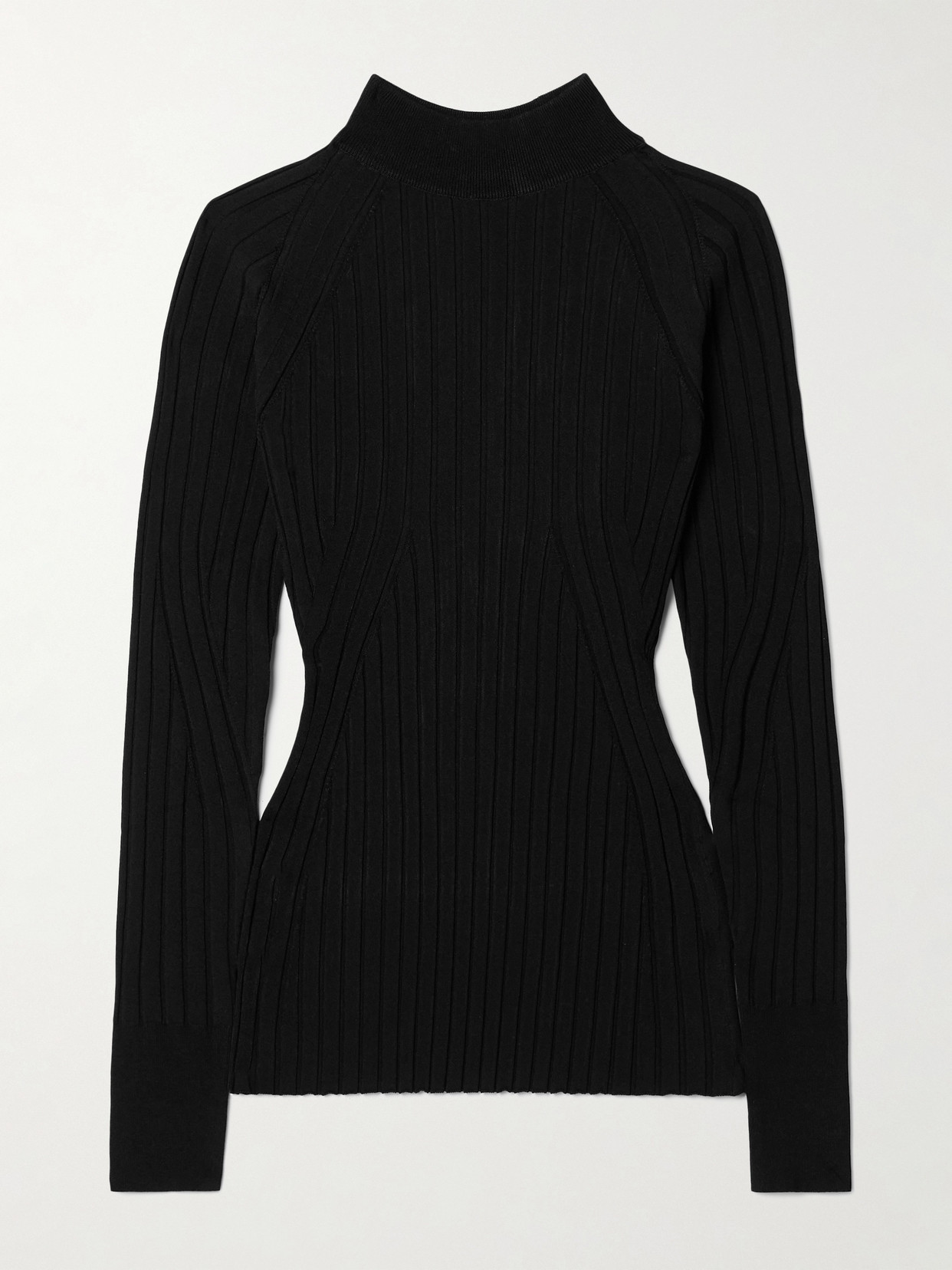 High Sport Pj Ribbed-knit Top In Black