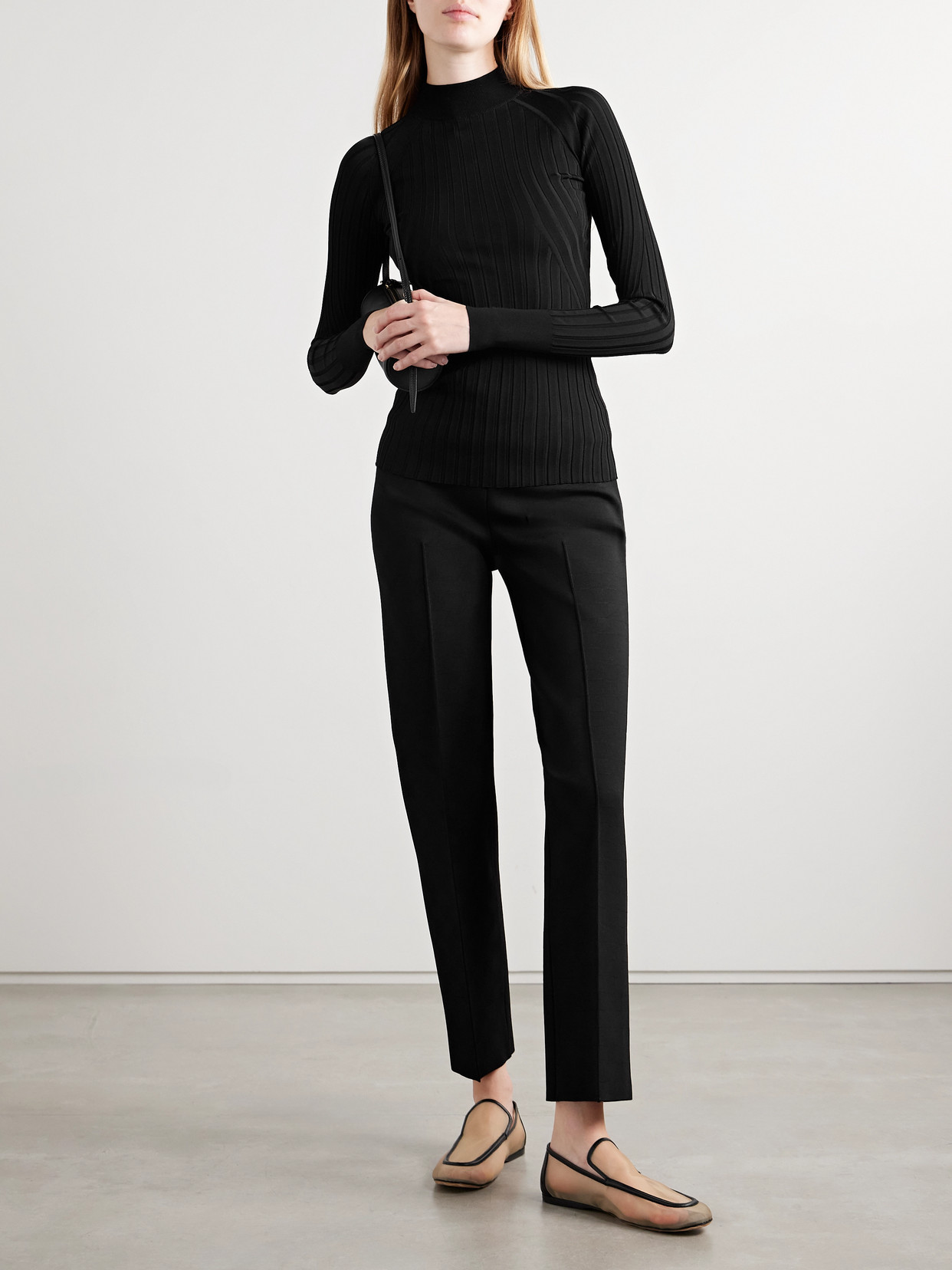 High Sport Pj Ribbed-knit Top In Black