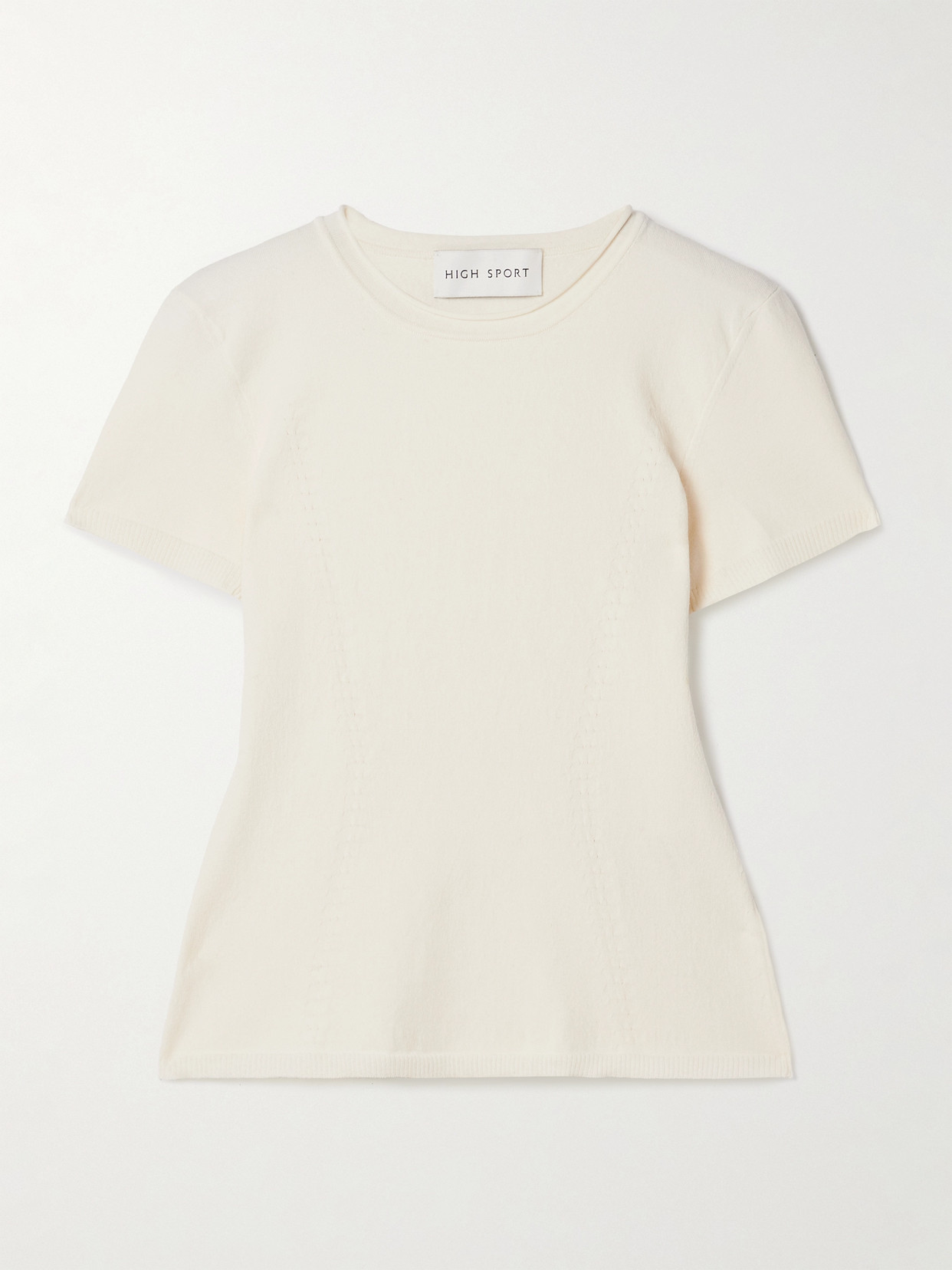 High Sport Nat Cotton-blend Jacquard-knit Top In Cream
