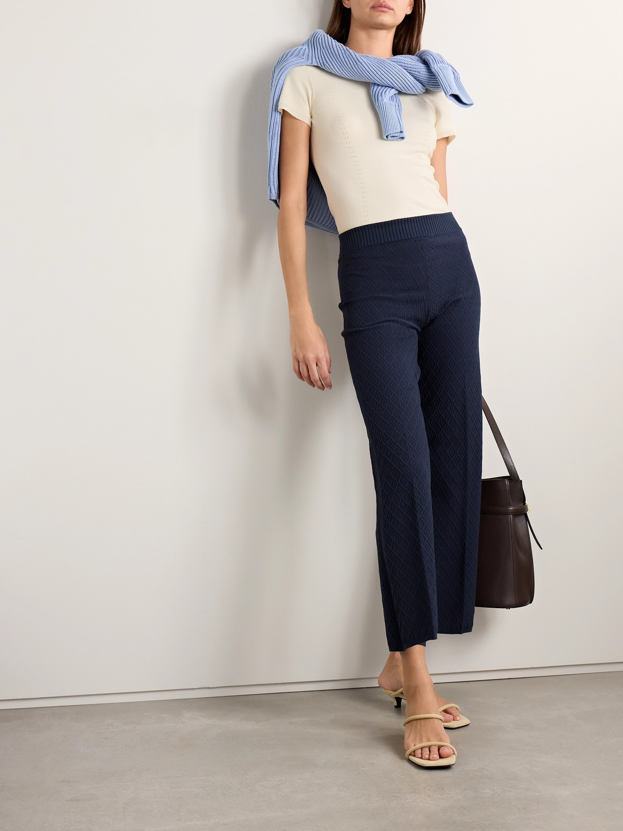 High Sport Nat Cotton-blend Jacquard-knit Top In Cream