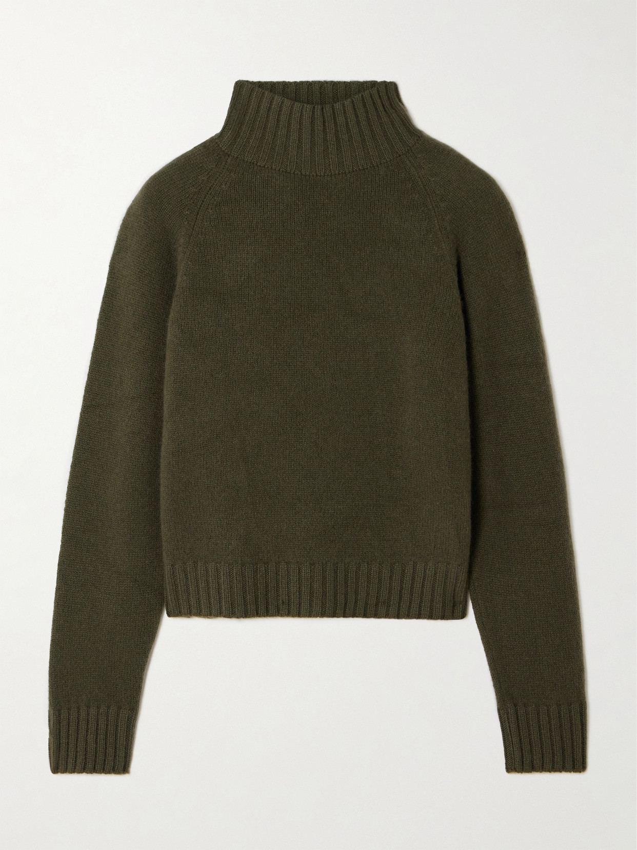 The Elder Statesman Cropped Cashmere Turtleneck Sweater In Green