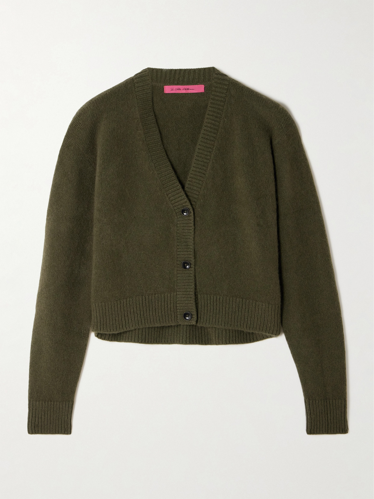 The Elder Statesman Cashmere Cropped Cardigan In Green